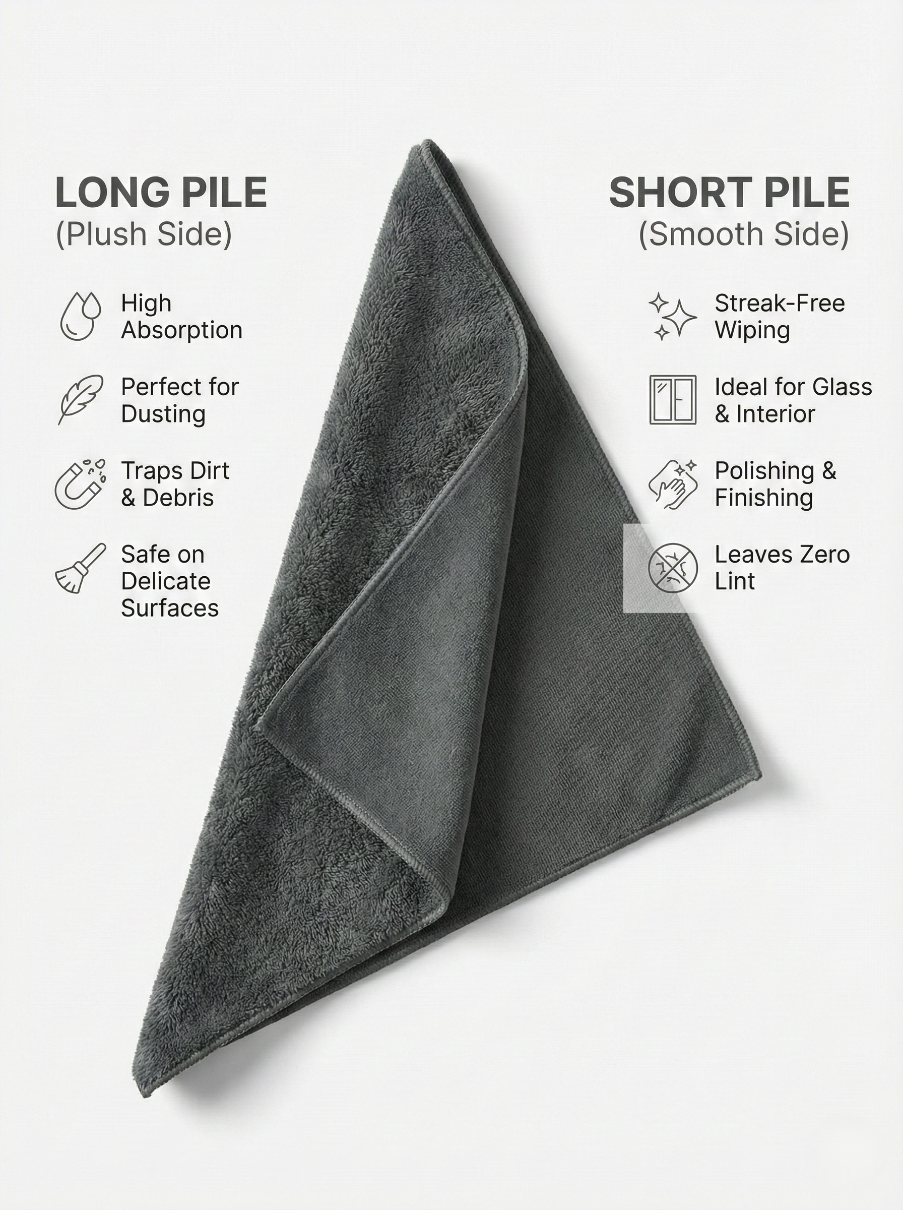 MakerX 400 GSM Dual-Pile Microfiber Towel (40×40 cm)