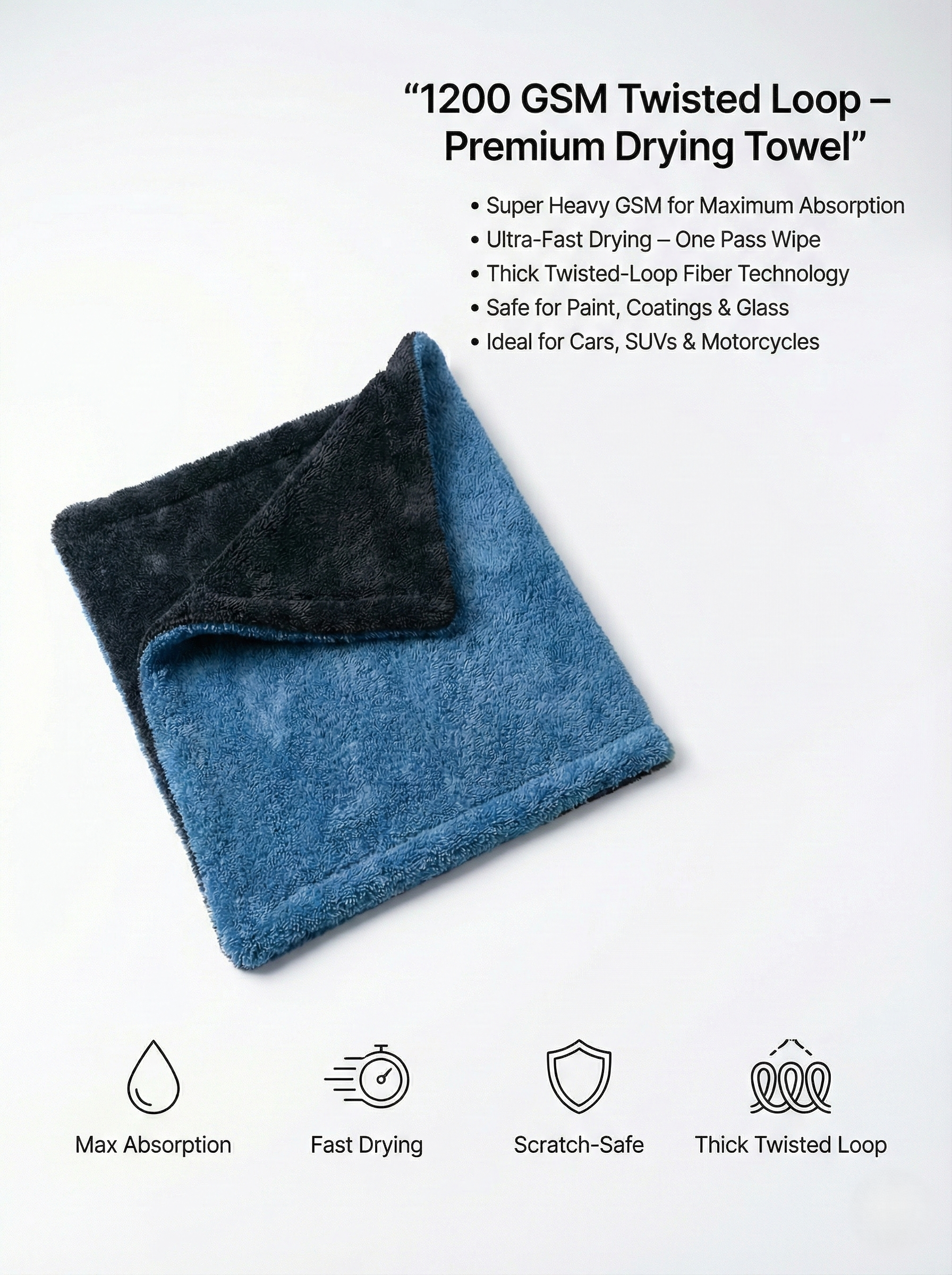 MakerX 1200 GSM Ultra-Plush Drying Towel (40×60 cm)