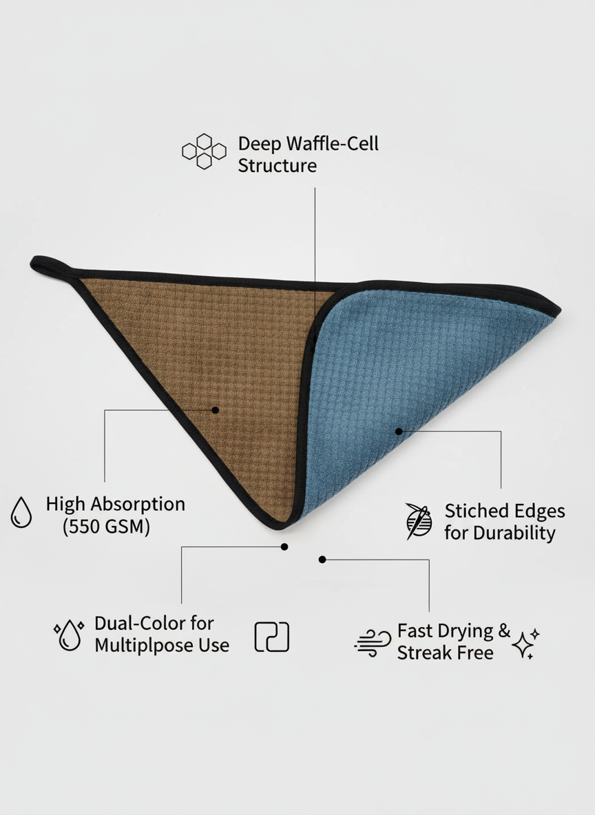 MakerX 550 GSM Waffle Microfiber Towel (40×40 cm)