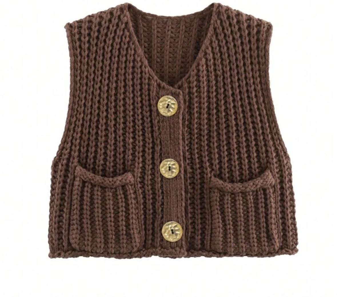 Chunky Brown Knit Vest