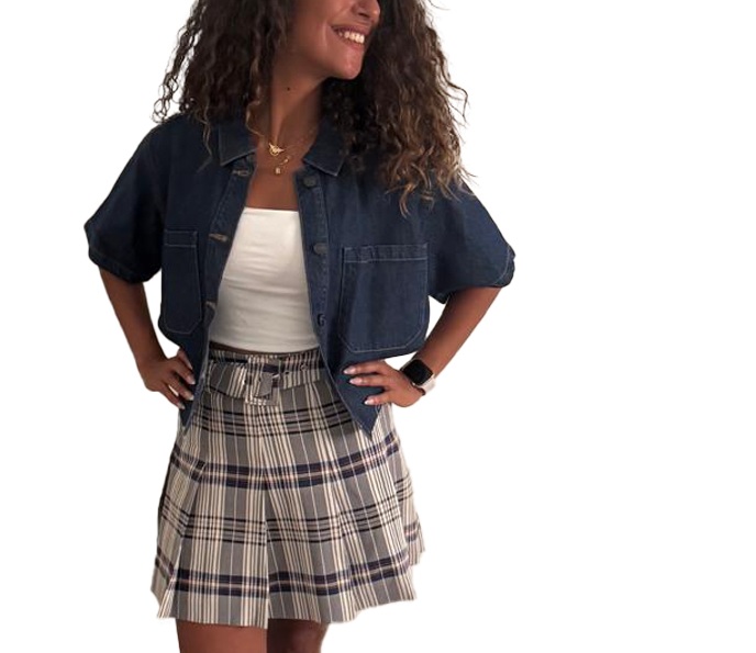 Plaid Pleated Short Skirt