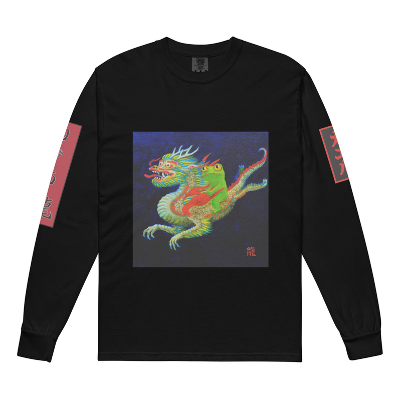 Garment-dyed heavyweight long-sleeve shirt - froggie on Dragon