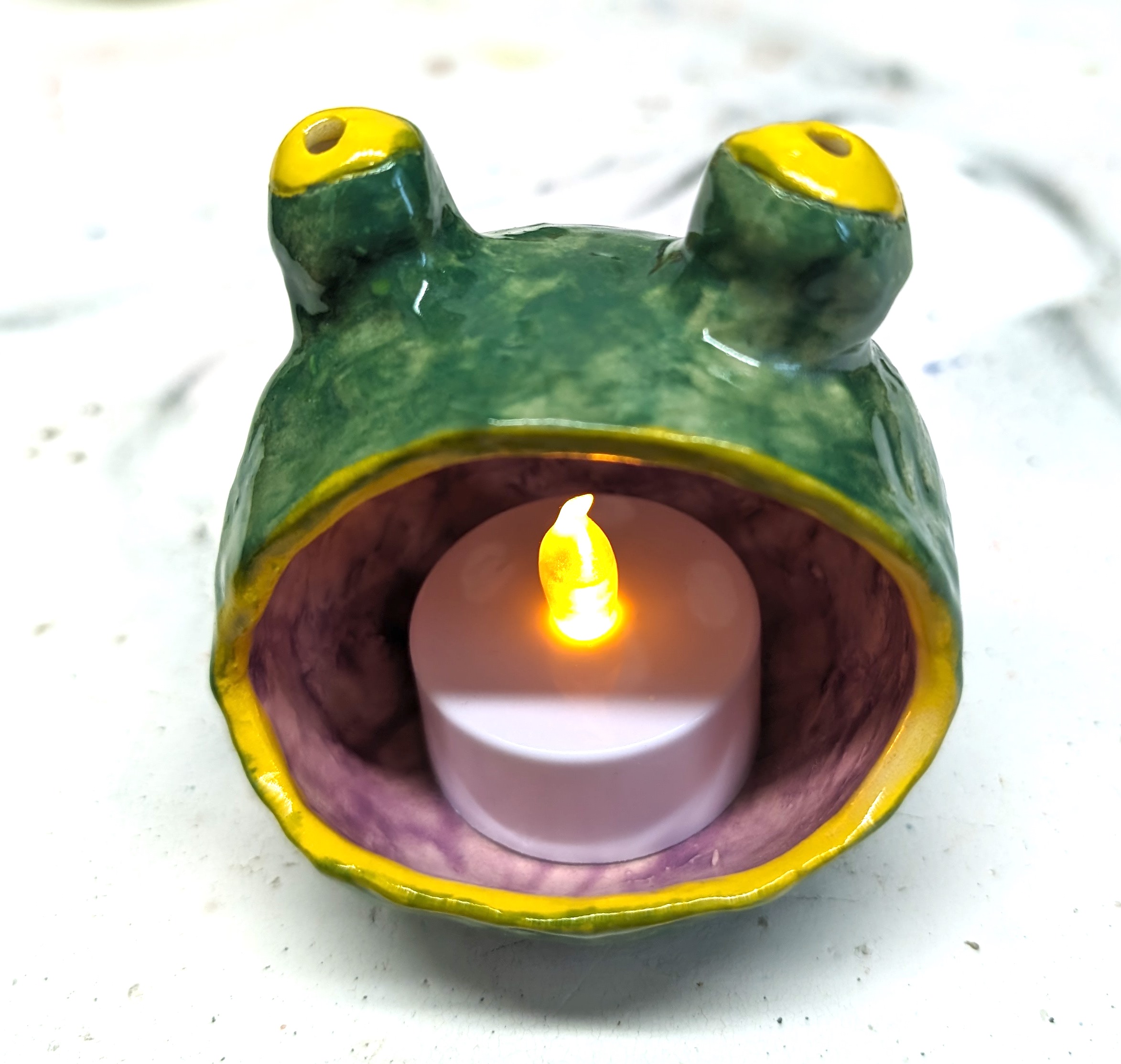 Porcelain froggie Candle Holder