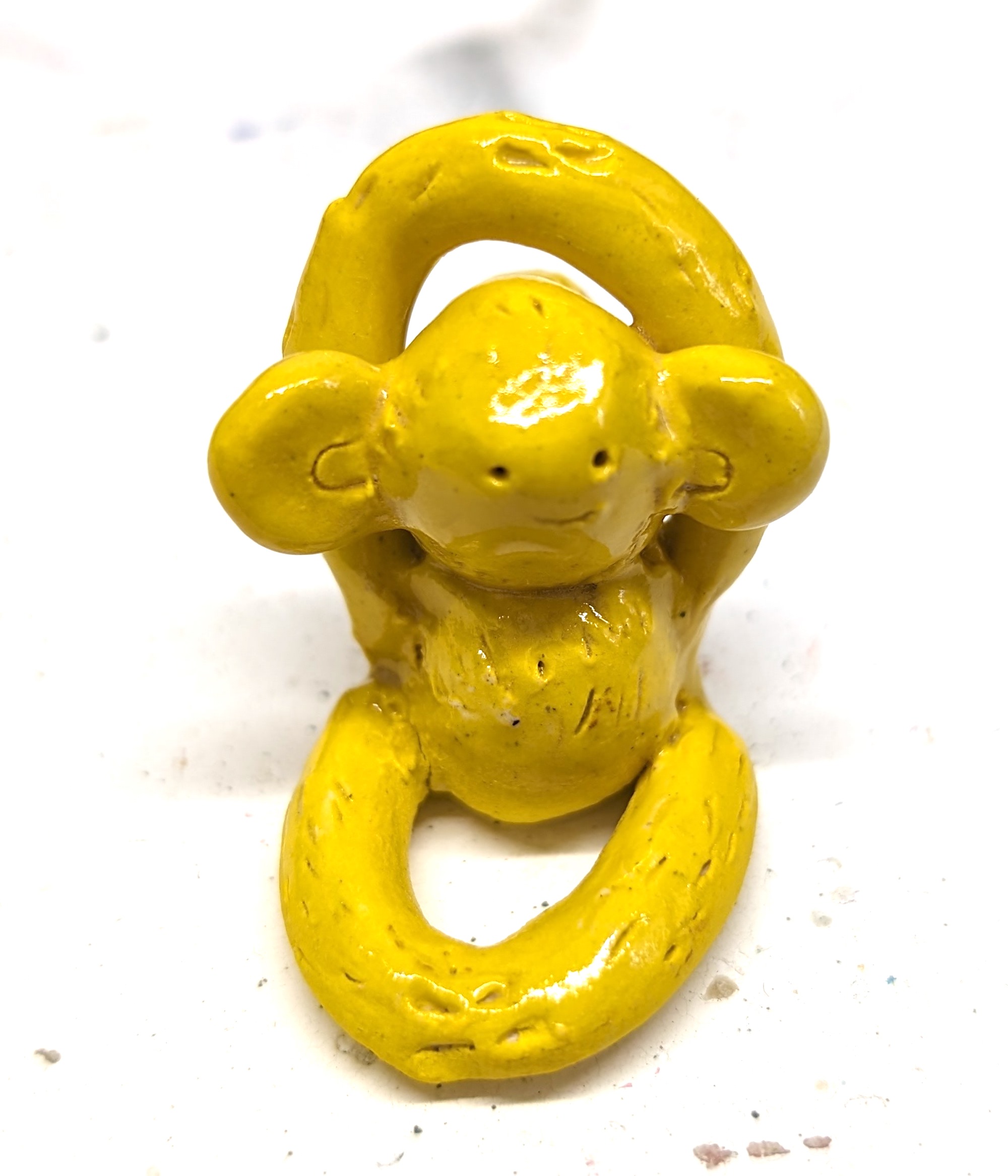Handmade Yellow Monkey Figurine