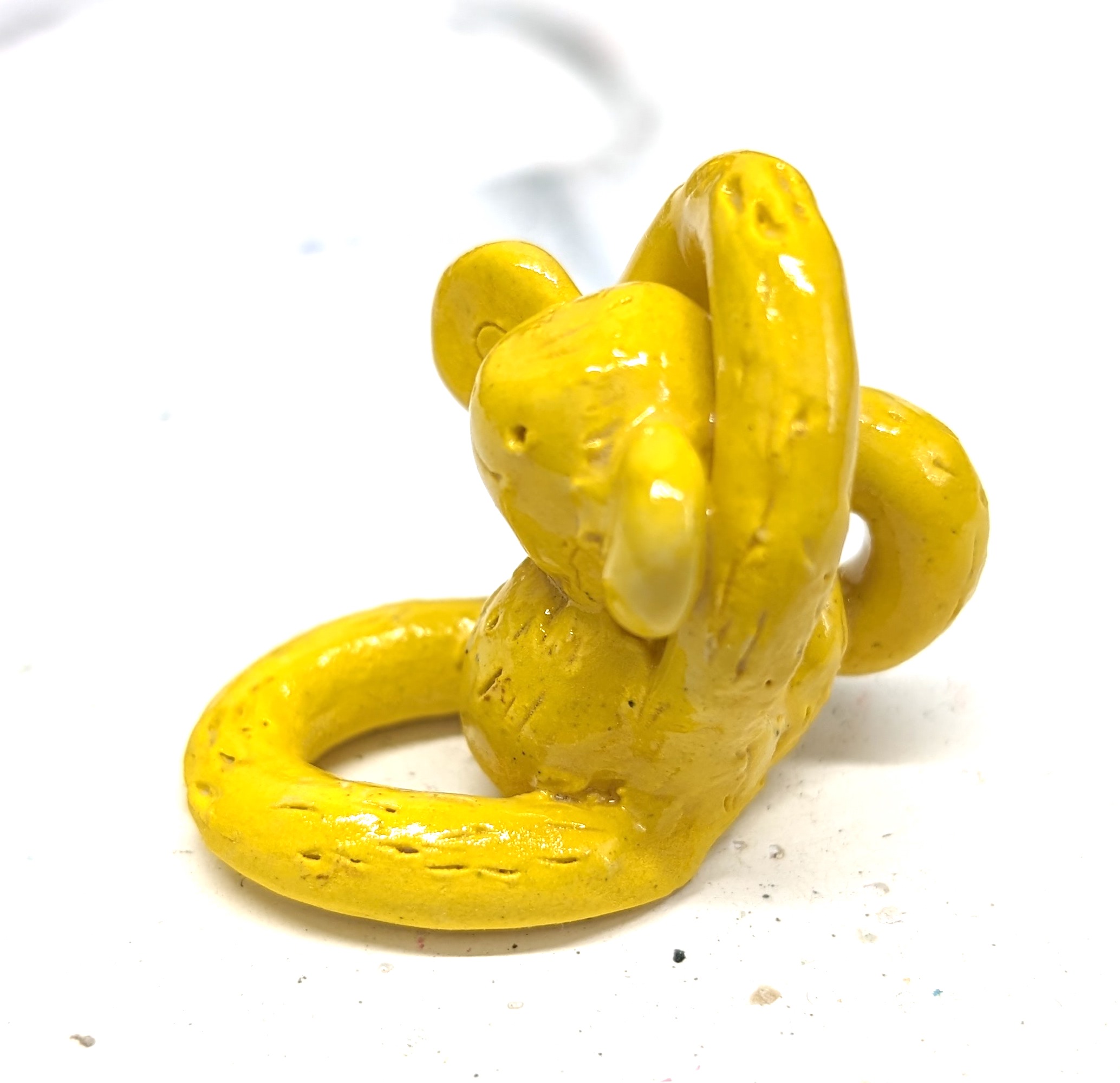Handmade Yellow Monkey Figurine