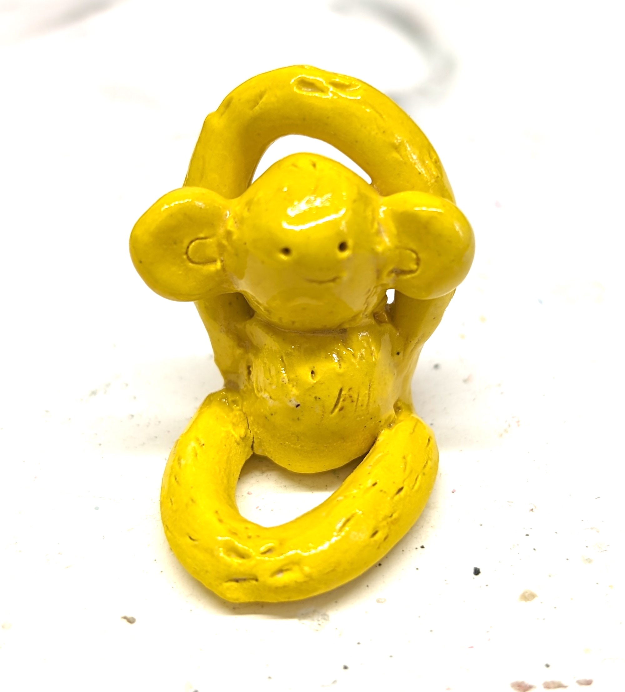 Handmade Yellow Monkey Figurine