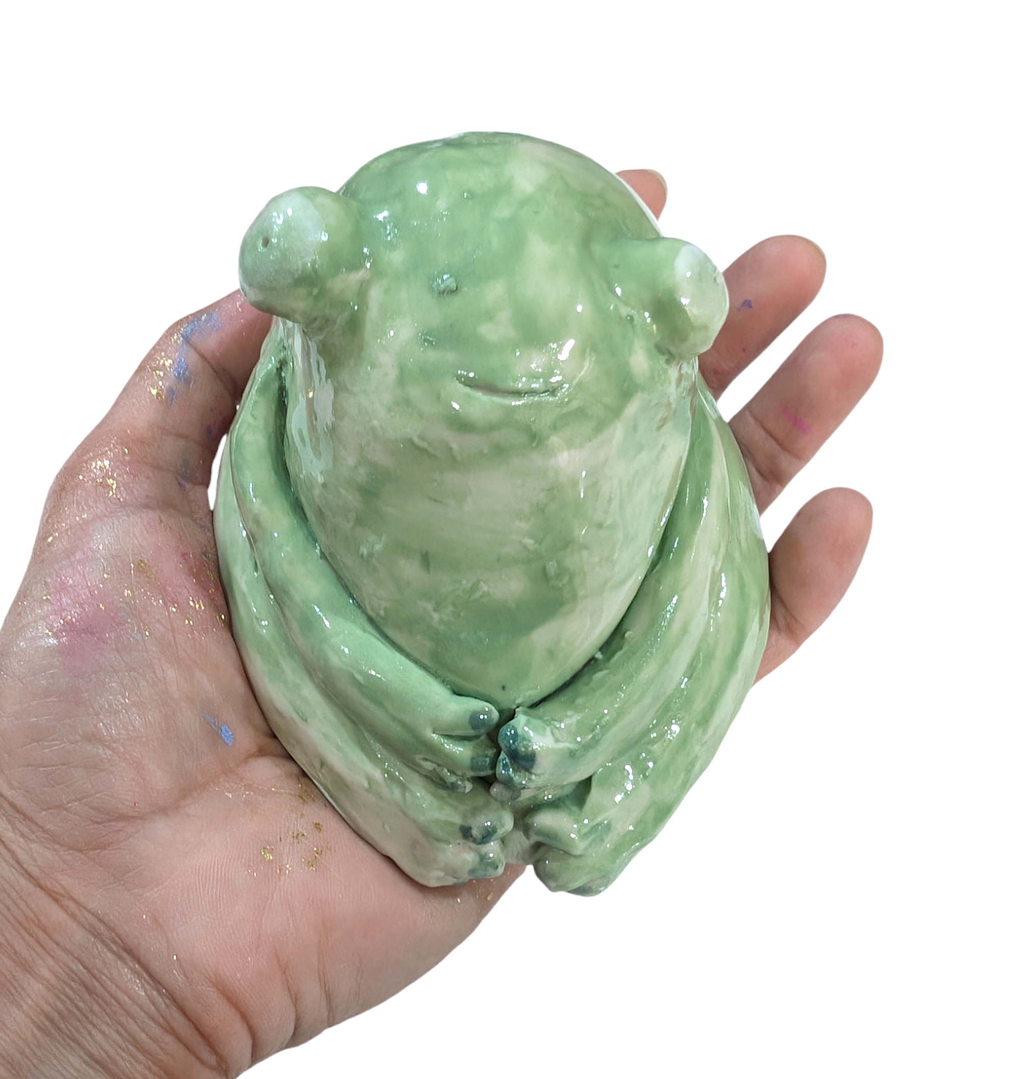 Handmade Porcelain Frog Sculpture