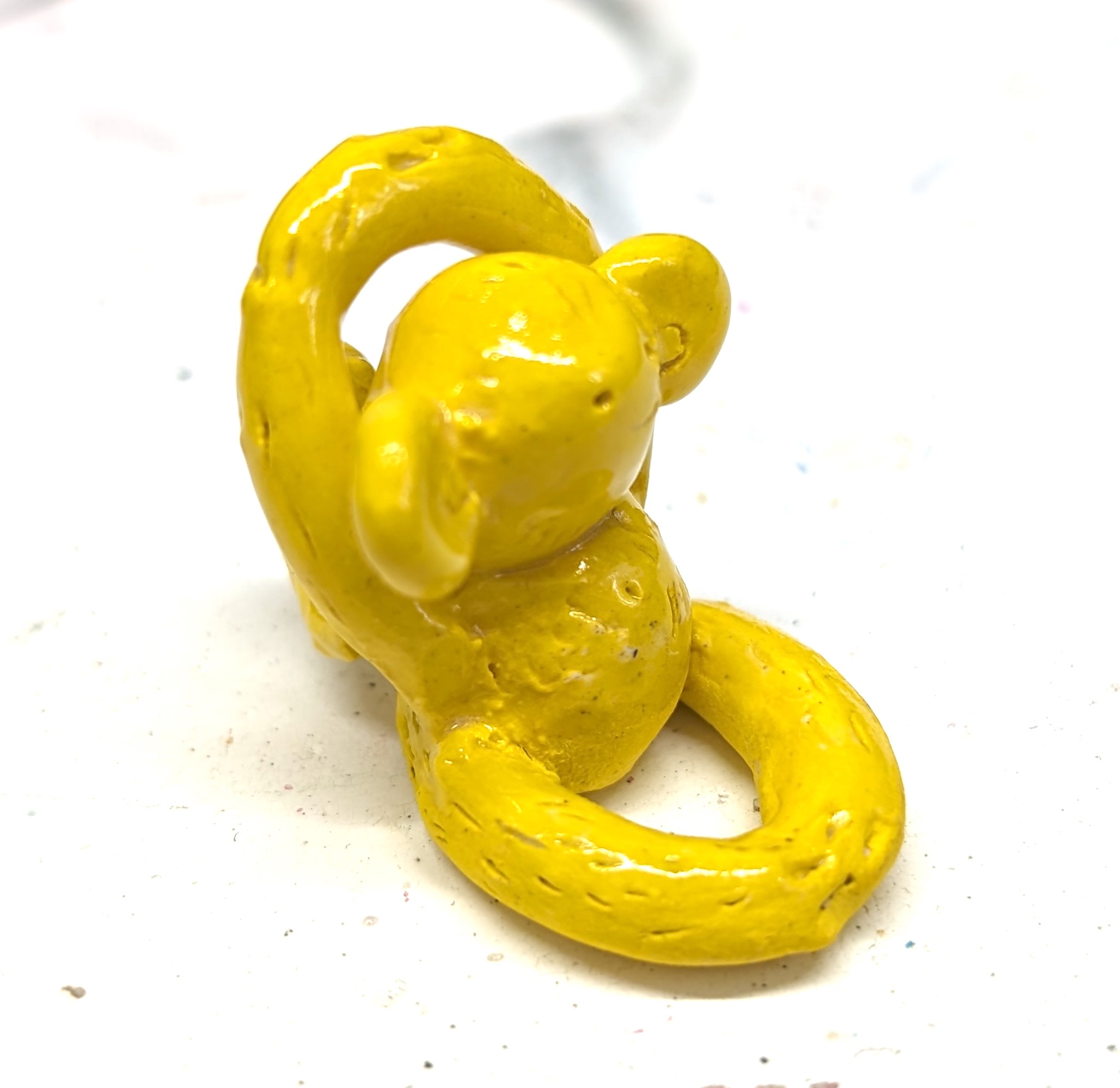 Handmade Yellow Monkey Figurine