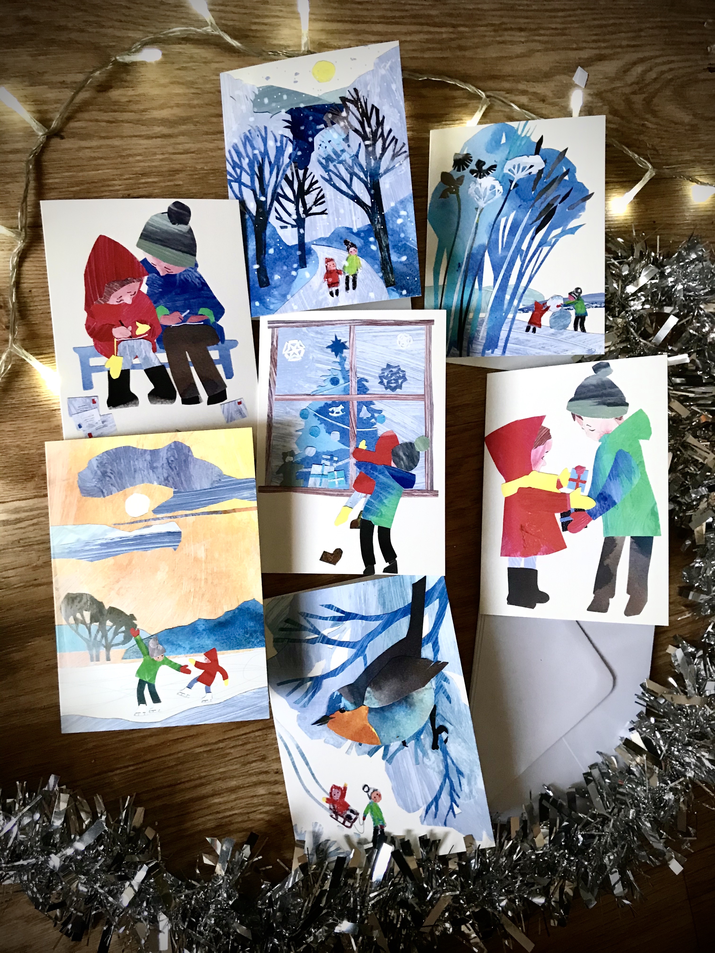 Winter Holiday Greeting Cards Set
