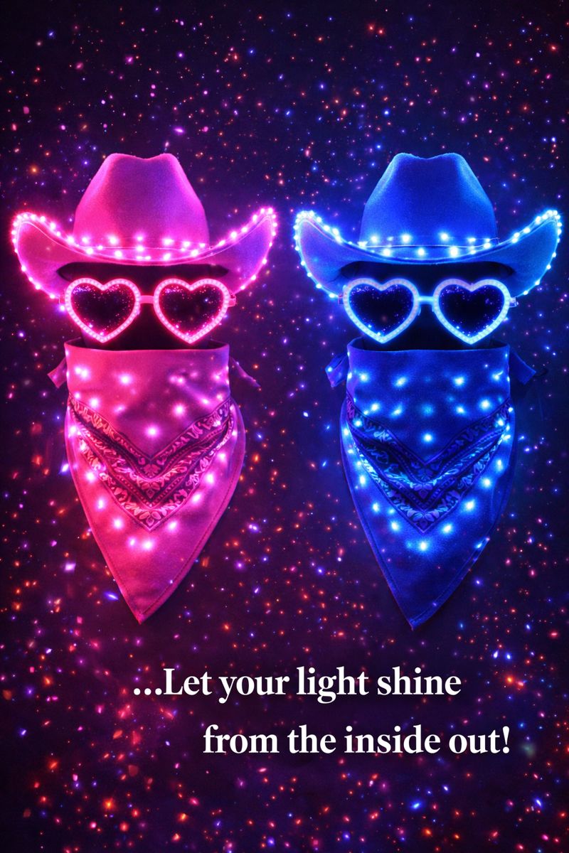 Light Up Cowboy Hat, Bandana, and Glasses