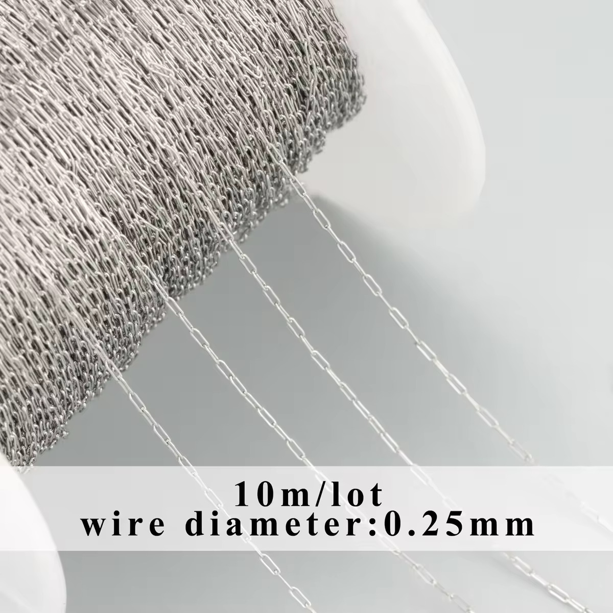 Daintiest Paper clip chain silver stainless steel (1 Feet ) Anti tarnish R1011