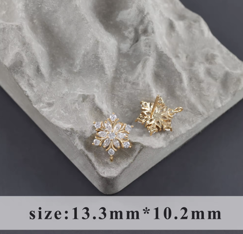 Snowflake Zircon Earring Stud (2pc) 18k Gold Plated - R1017