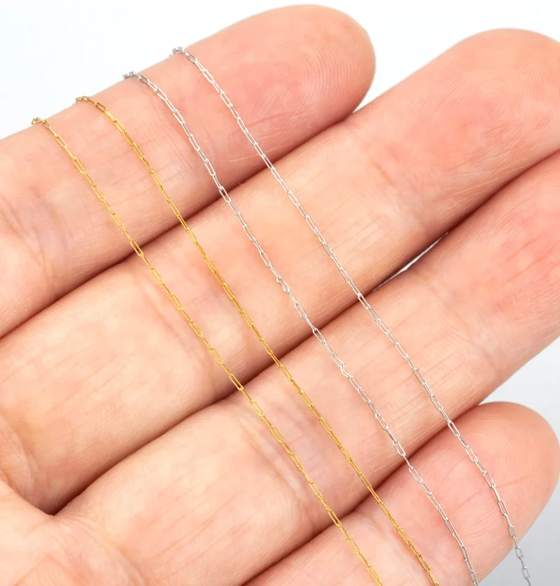 Daintiest Paper clip chain silver stainless steel (1 Feet )
