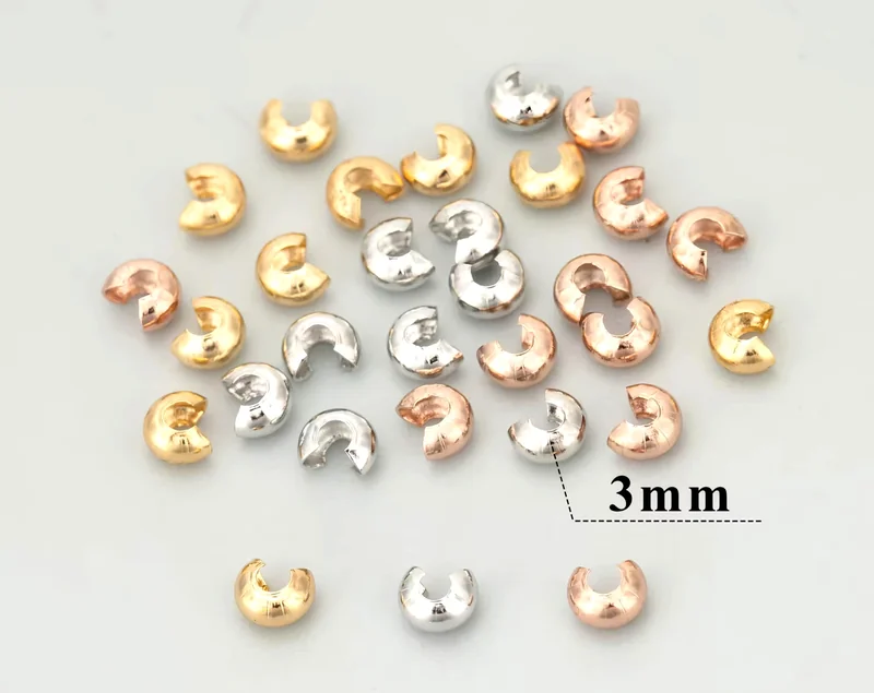 18k gold plated crimp cover ( 1 pc ) anti tarnish R1008