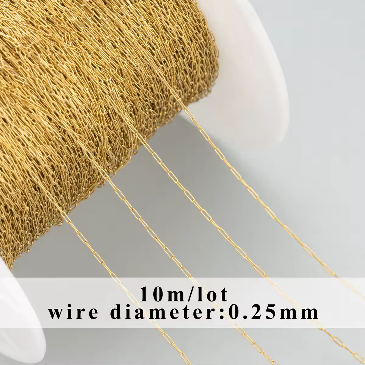 Daintiest Paper clip chain 18k gold PVD plated stainless steel (1 Feet ) Anti tarnish R1010