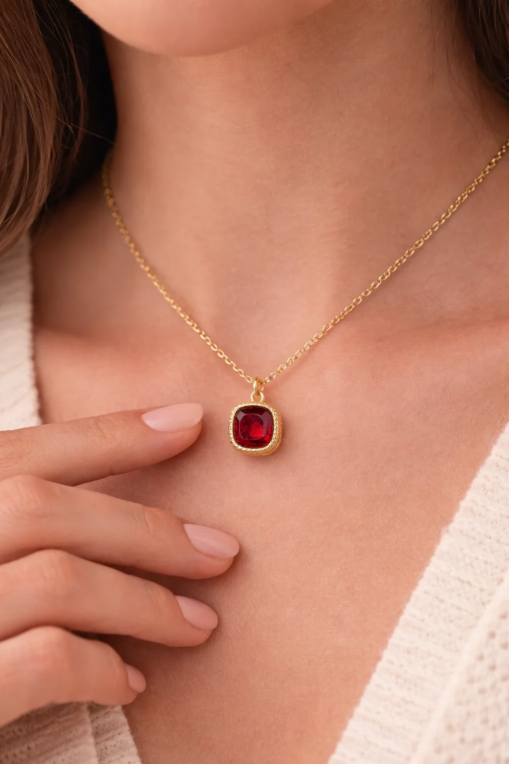 Zircon Stone Gold-Plated Pendants - Anti Tarnish