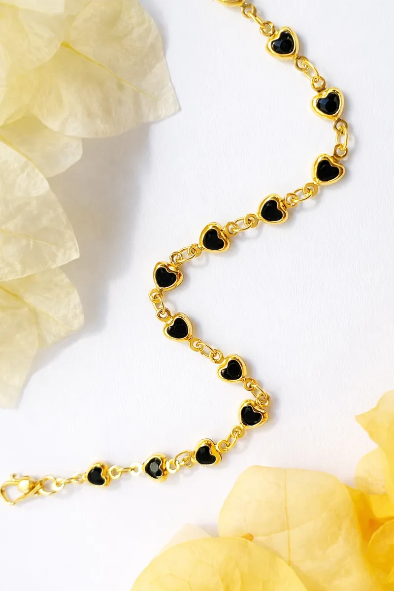 Gold Heart Link Bracelet - Anti Tarnish