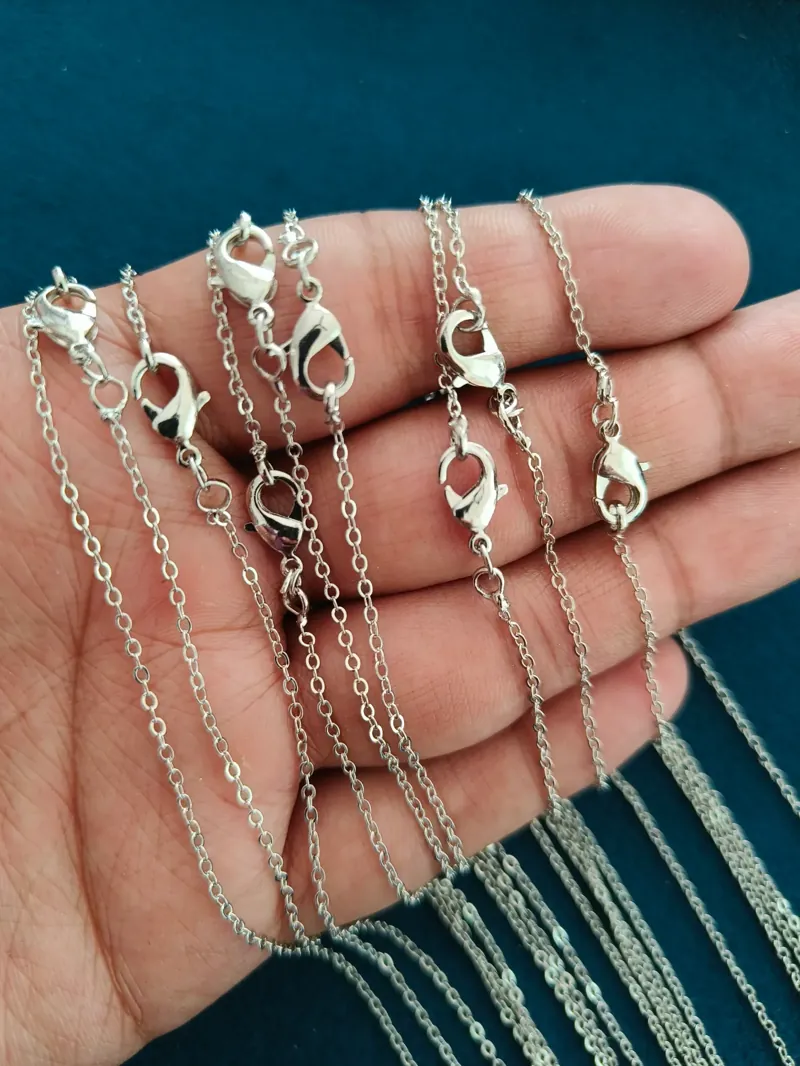 Dark Silver Anti-tarnish Readymade Chains (1 mm) (Without Extension)