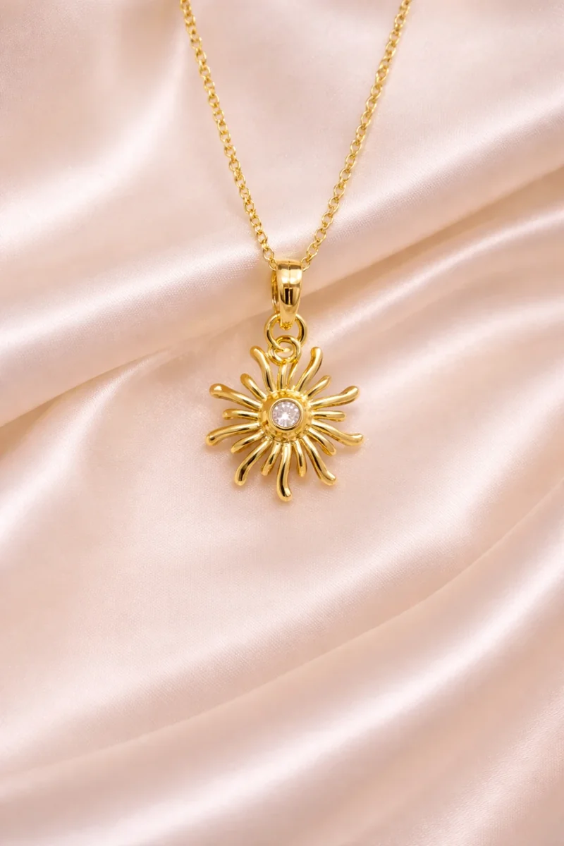 Sunburst Gold Pendant Necklace