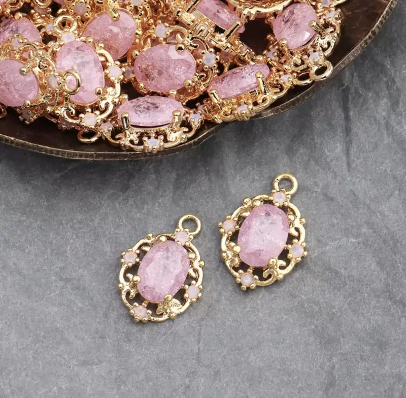 Pink Zircon Pendant Charms 