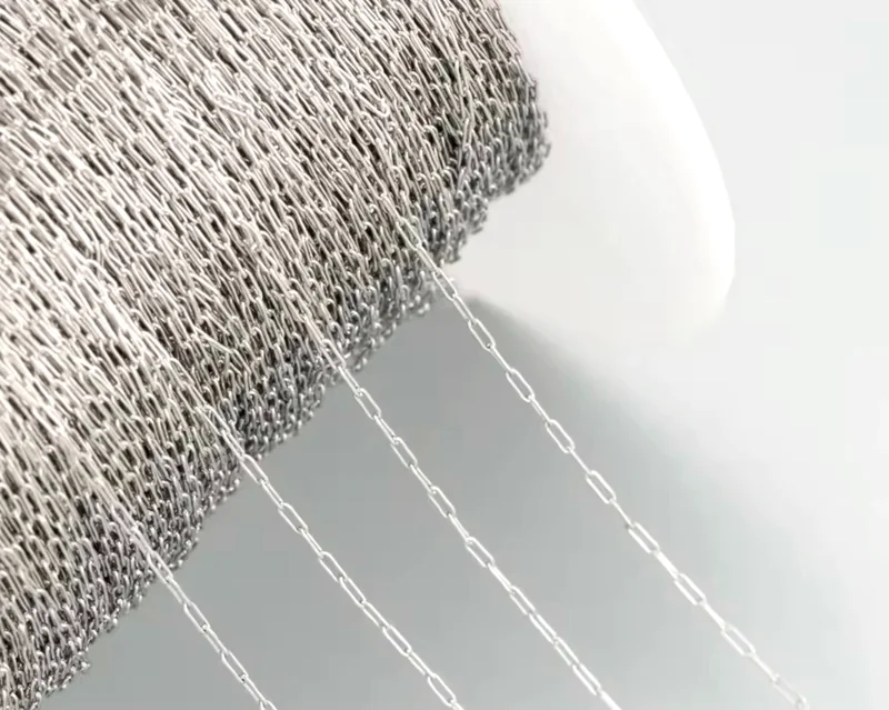 Daintiest Paper clip chain silver stainless steel (1 Feet )