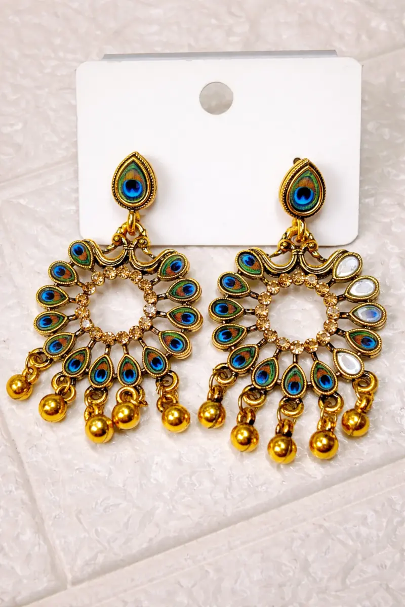 Peacock Inspired Dangle Earrings