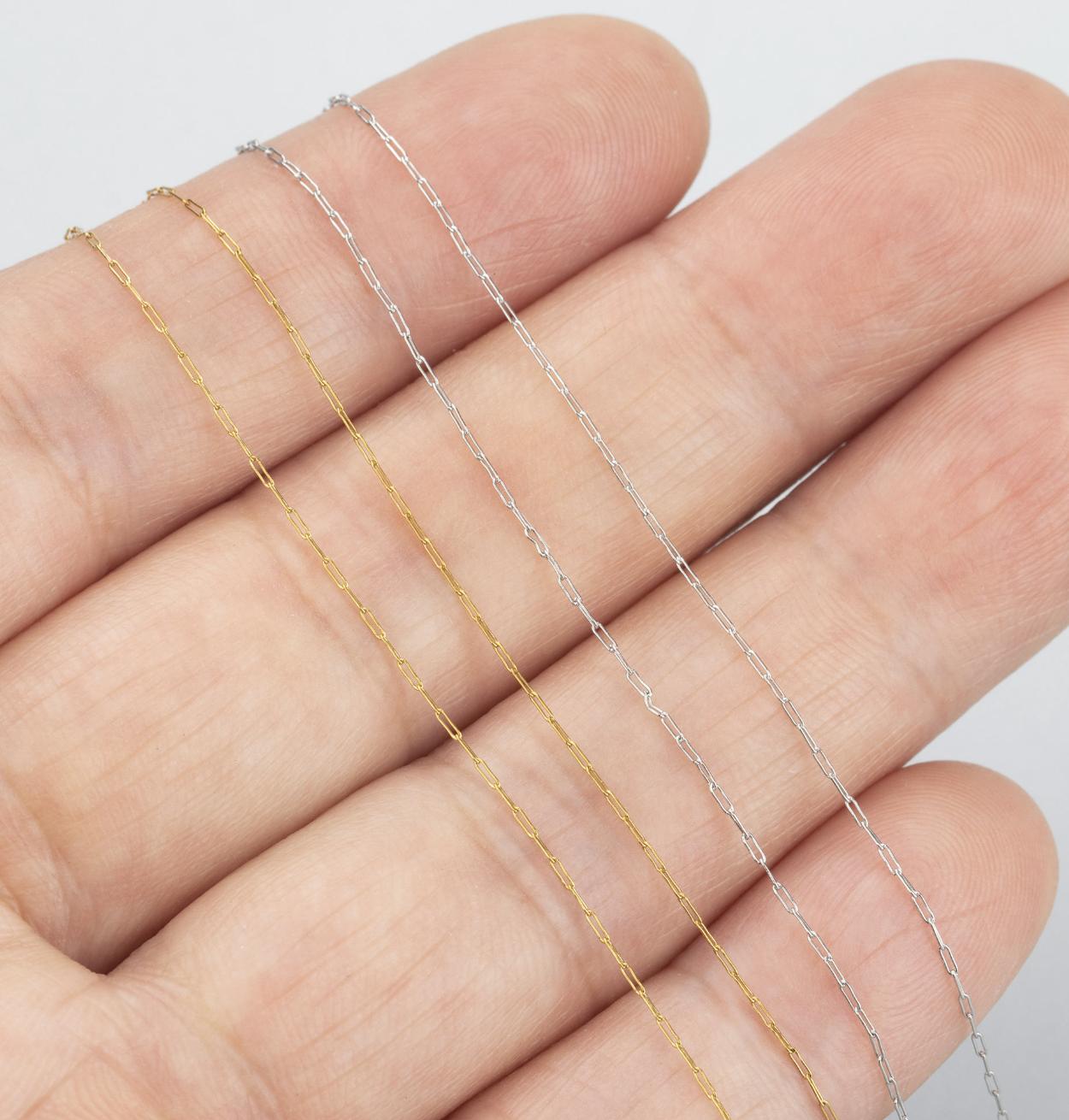 Daintiest Paper clip chain 18k gold PVD plated stainless steel (1 Feet ) Anti tarnish R1010