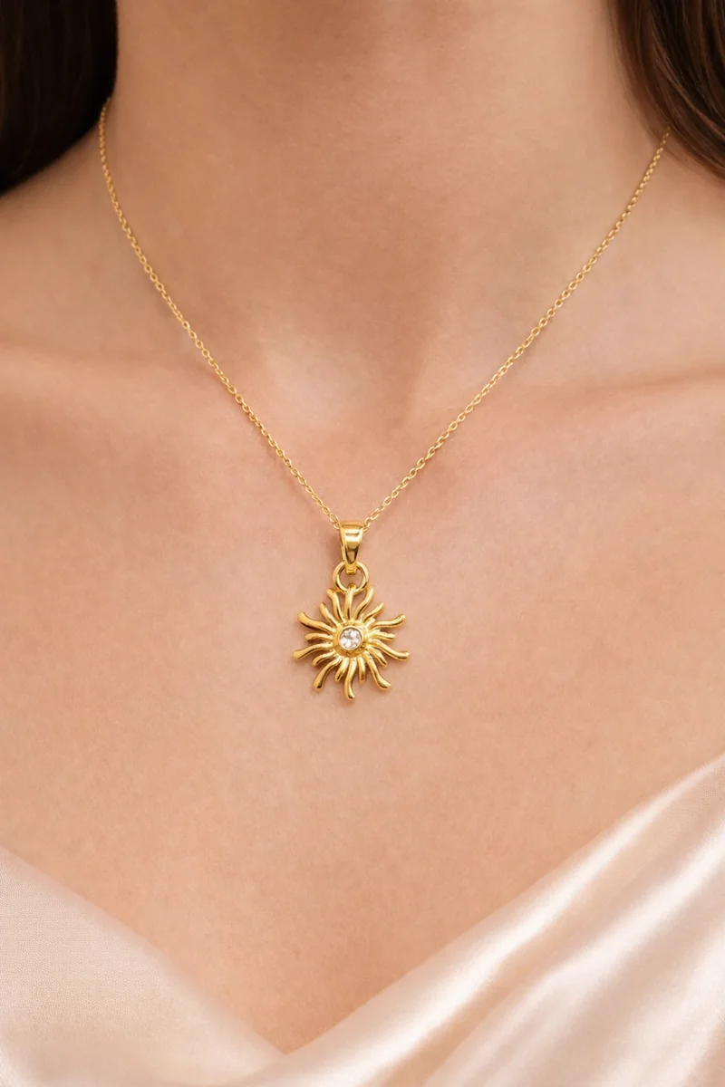 Sunburst Gold Pendant Necklace