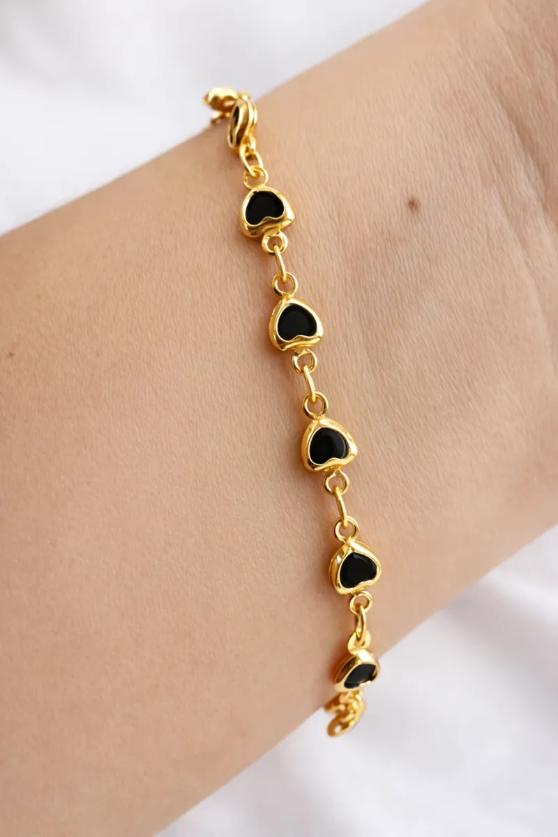 Gold Heart Link Bracelet - Anti Tarnish