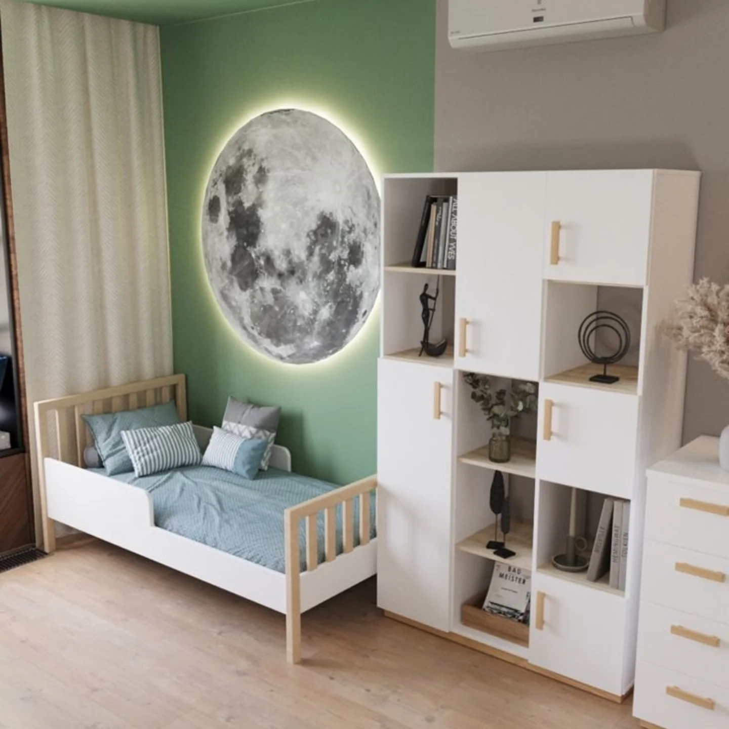 Uşaq yataq otağı üçün çarpayı və dolab dəsti