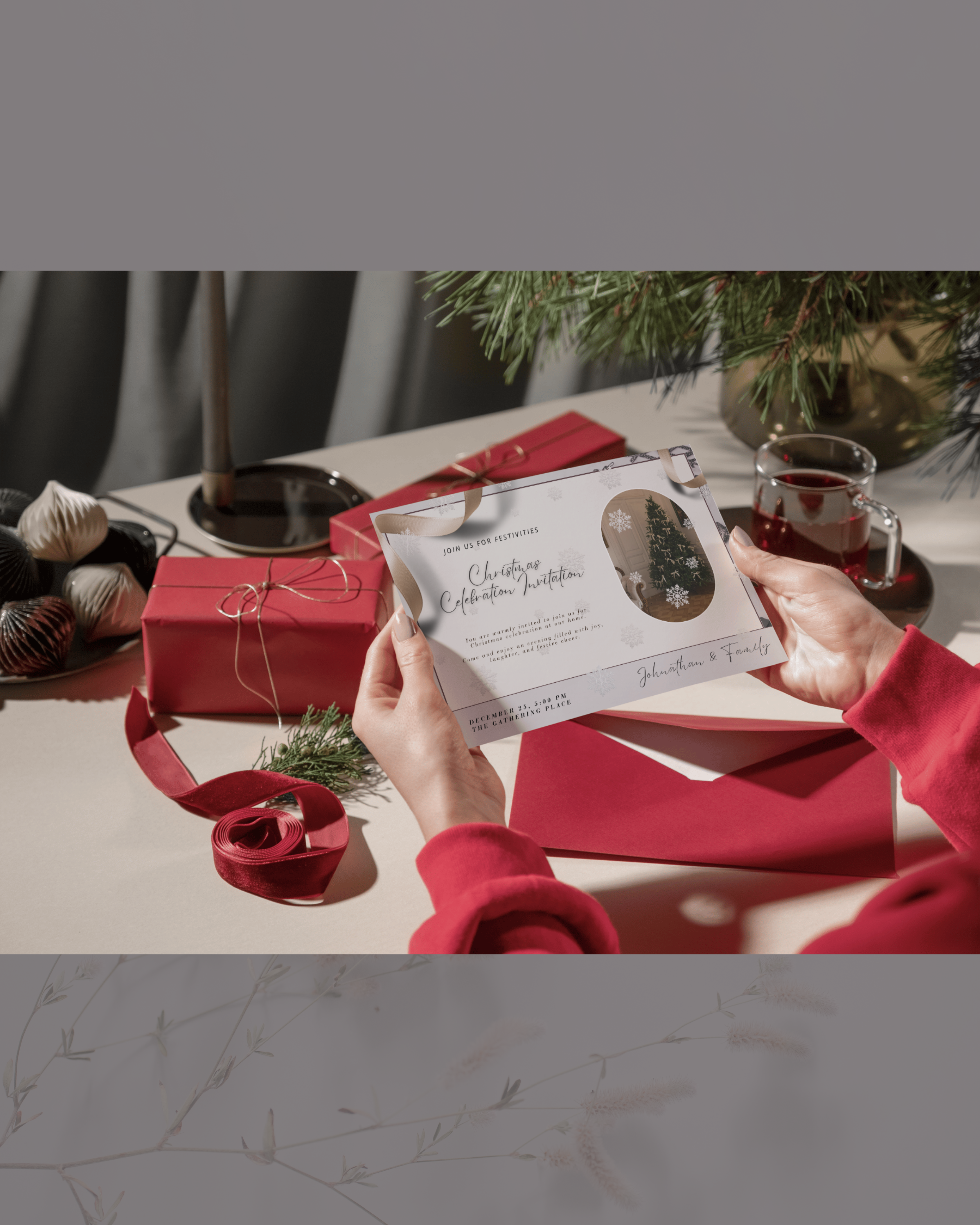 DIY Christmas Invitation Template Design 2 | Pastel colour