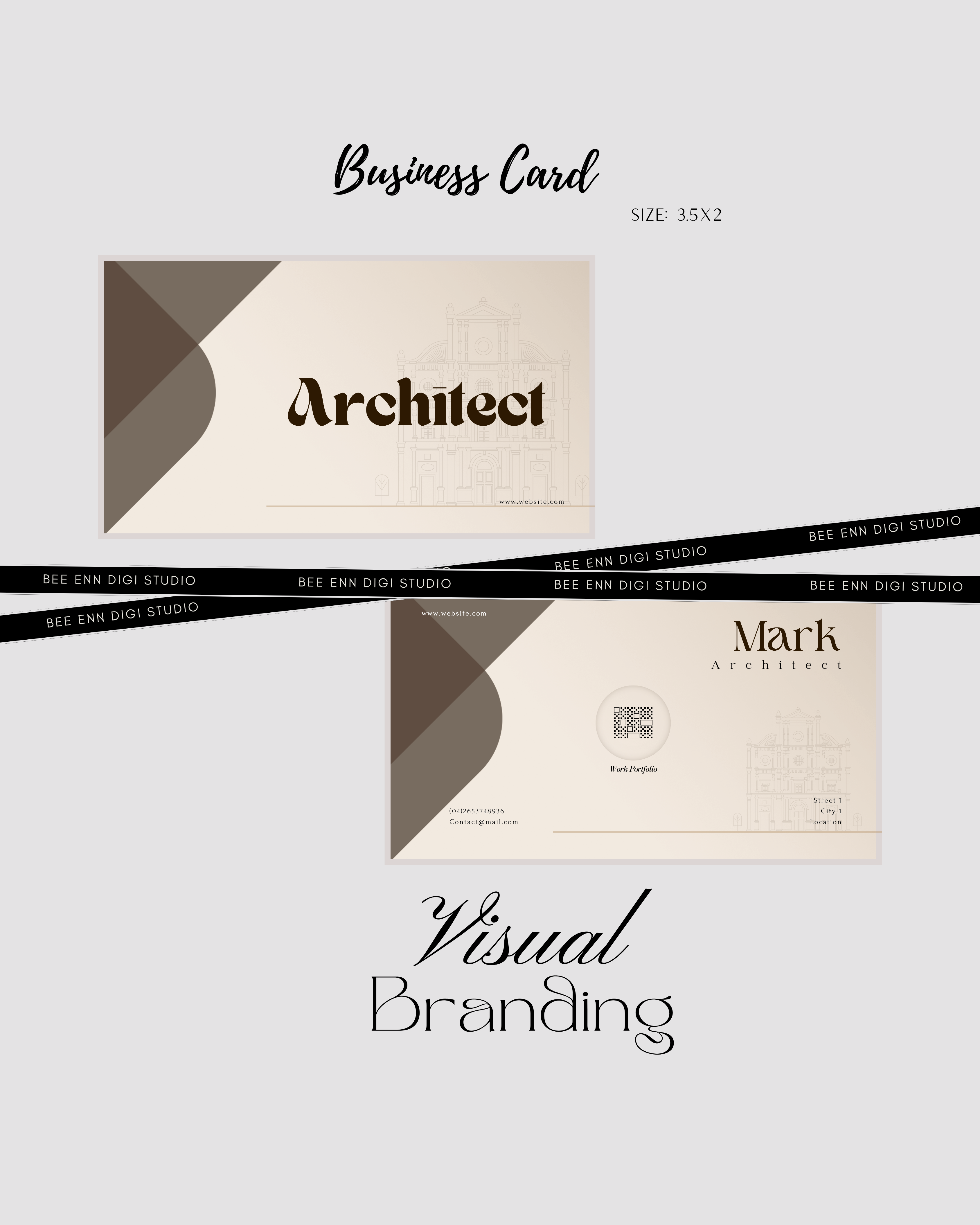 DIY Portrait Business Card Template | Pastel colour | Architect | Interior Designer