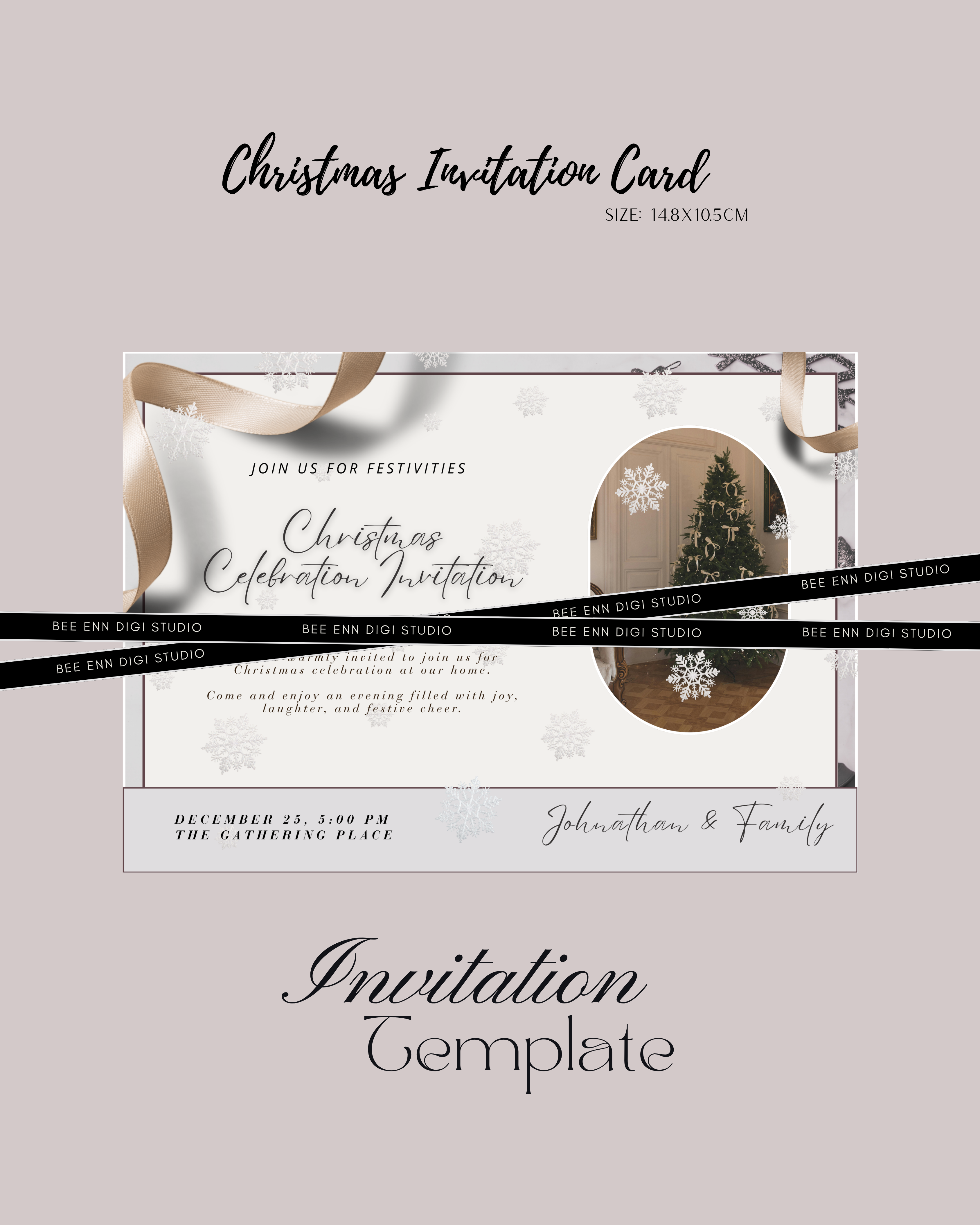 DIY Christmas Invitation Template Design 2 | Pastel colour