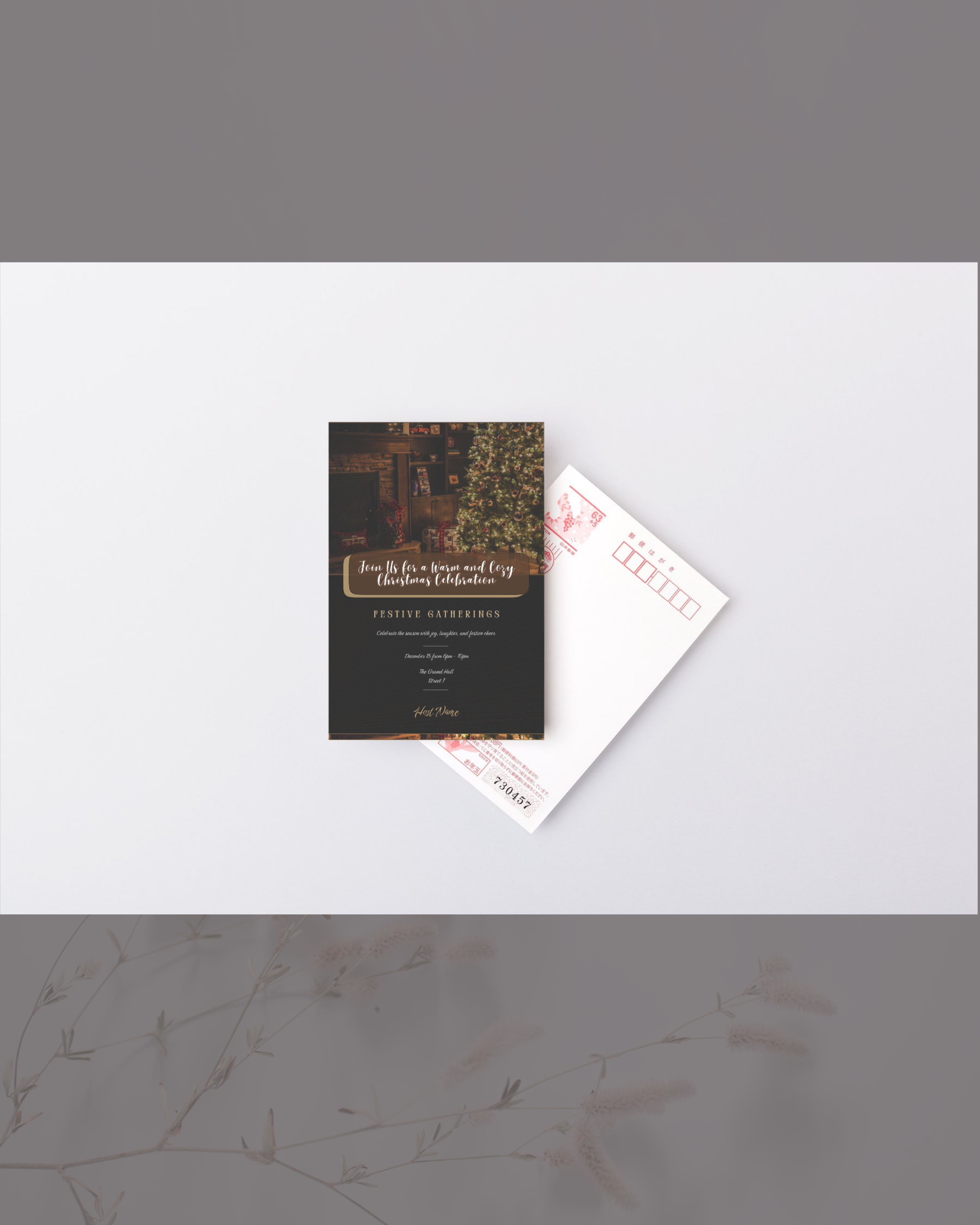 DIY Christmas Invitation Template Design 1 | Dark colour