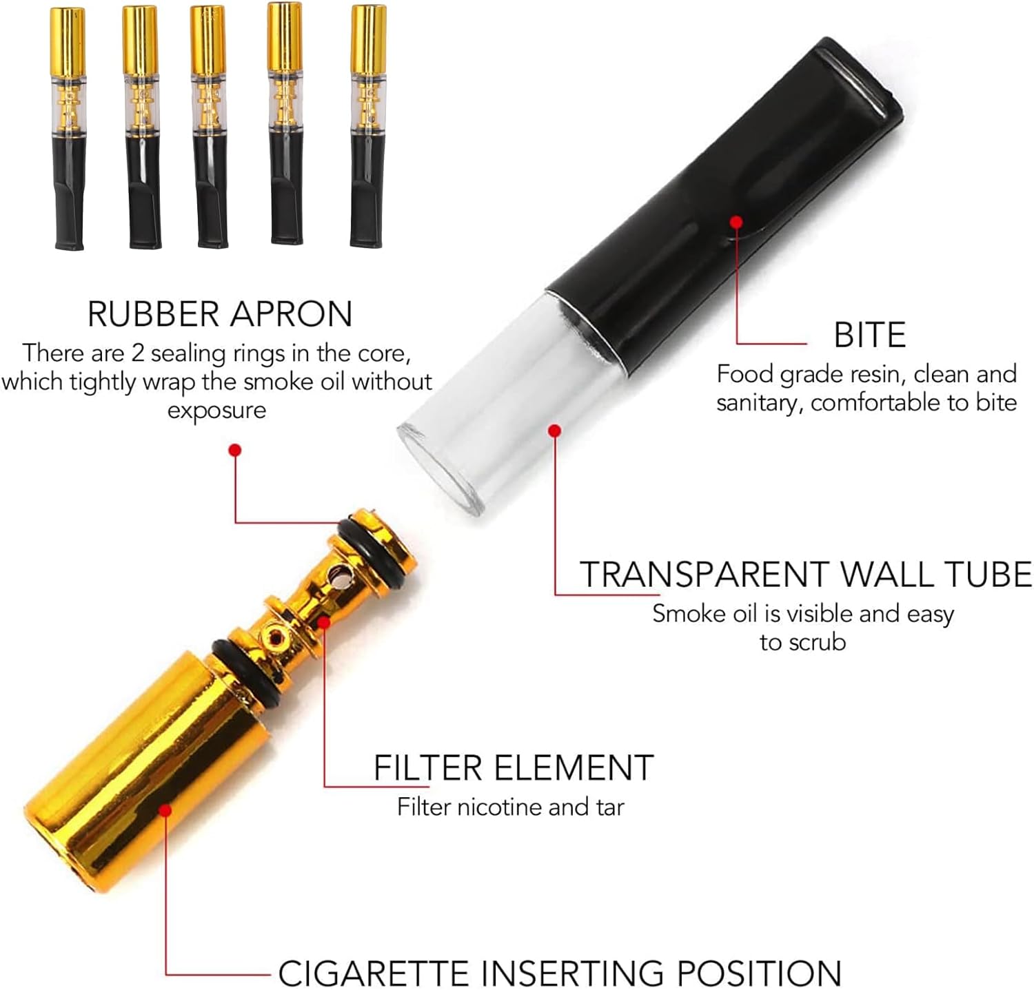 Filtre Cigarette Yajue YJ-169 – Pack de 5 Filtres Réutilisables