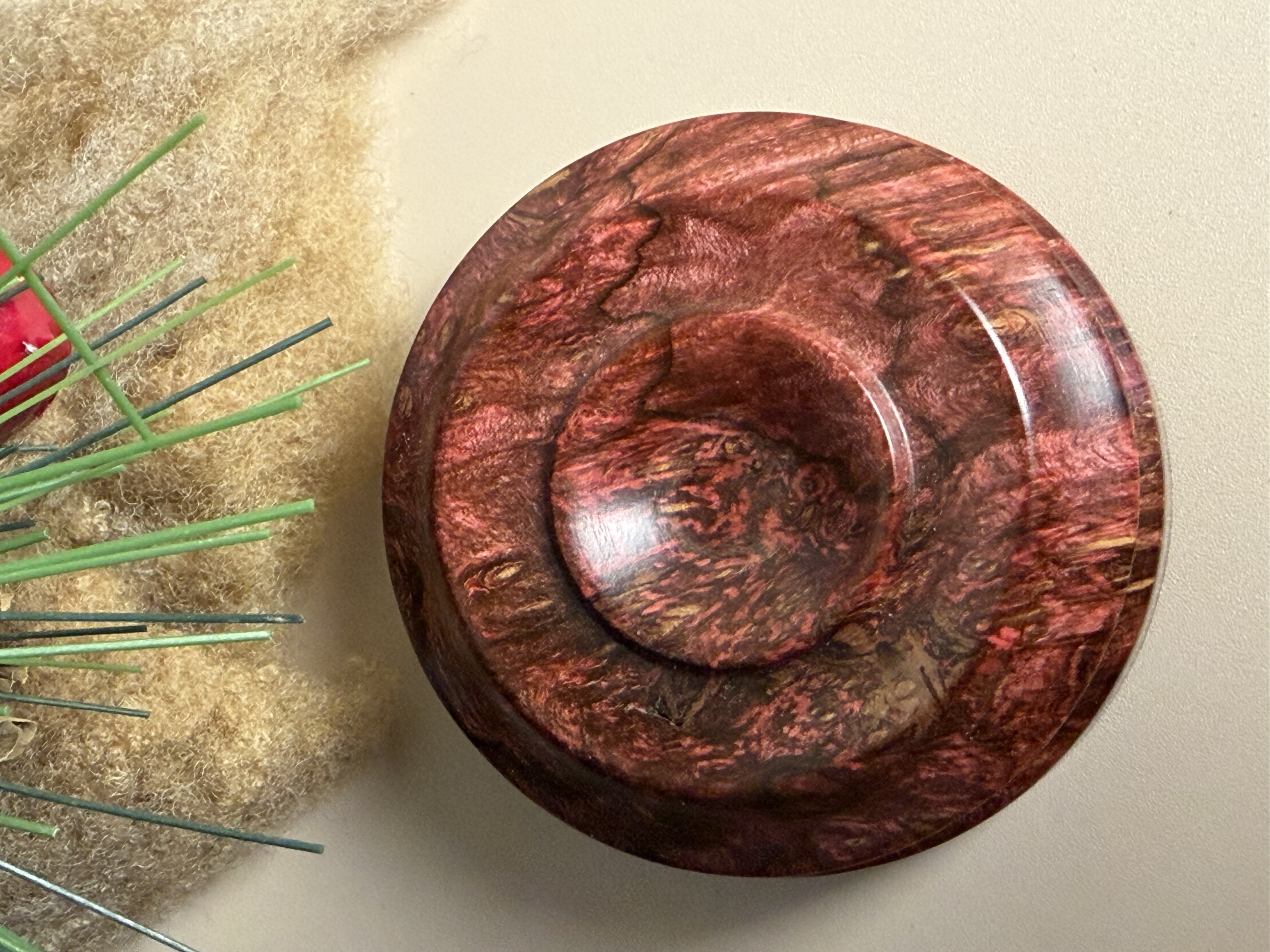 Support Spindle Bowl - Stabilized/Dyed Mystery Burl