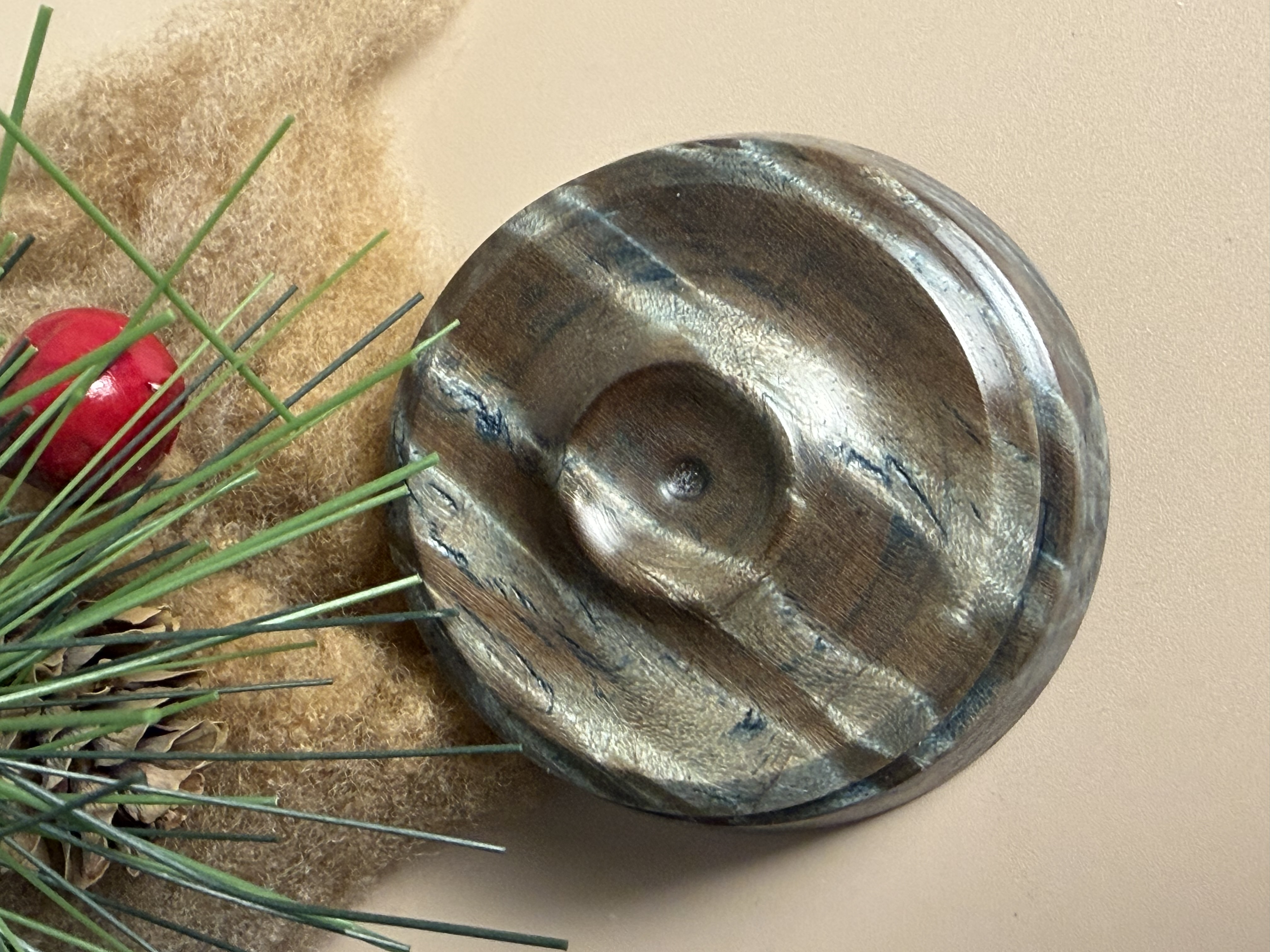 Support Spindle Bowl - Stabilized Blue Curly Maple