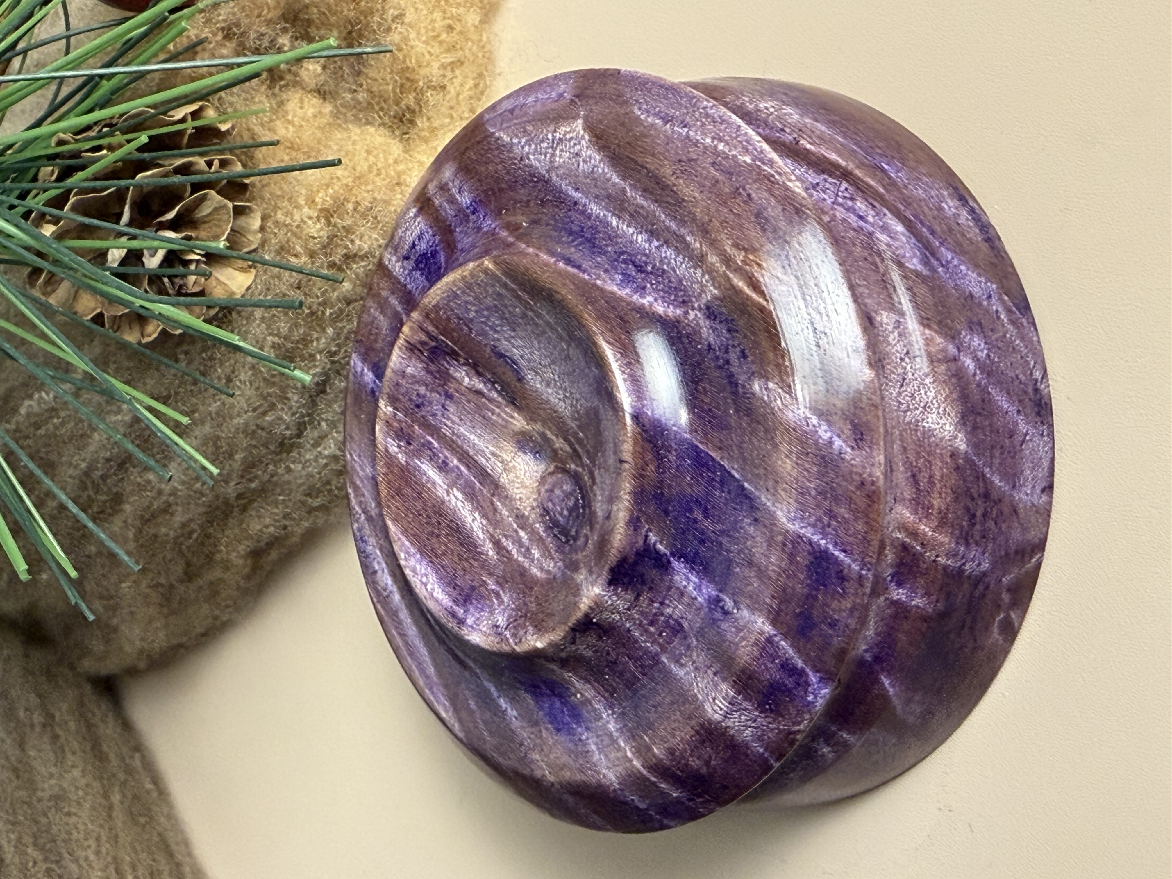 Support Spindle Bowl - Stabilized Purple Curly Maple