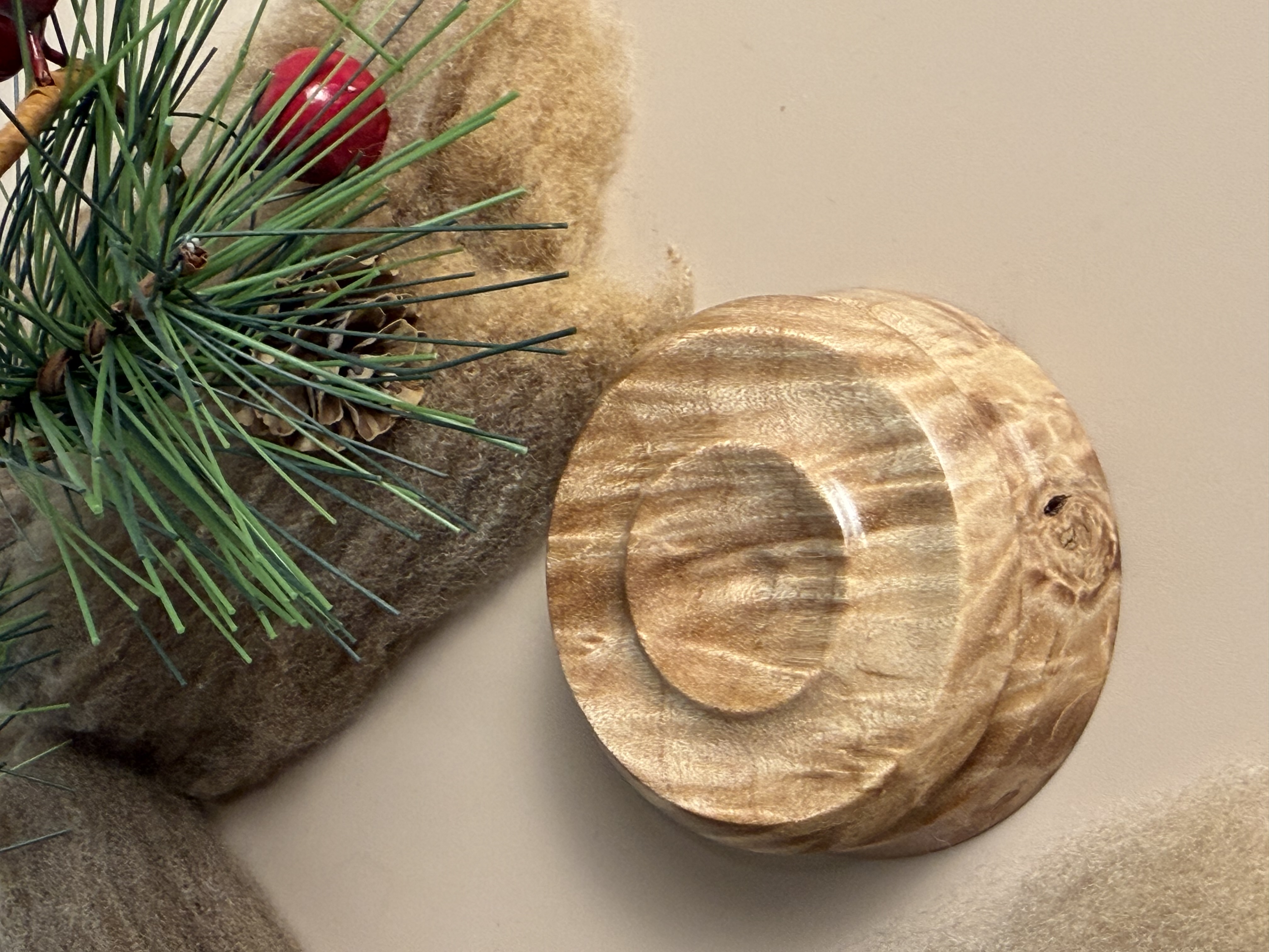 Support Spindle Bowl - Stabilized Natural Curly Maple 1