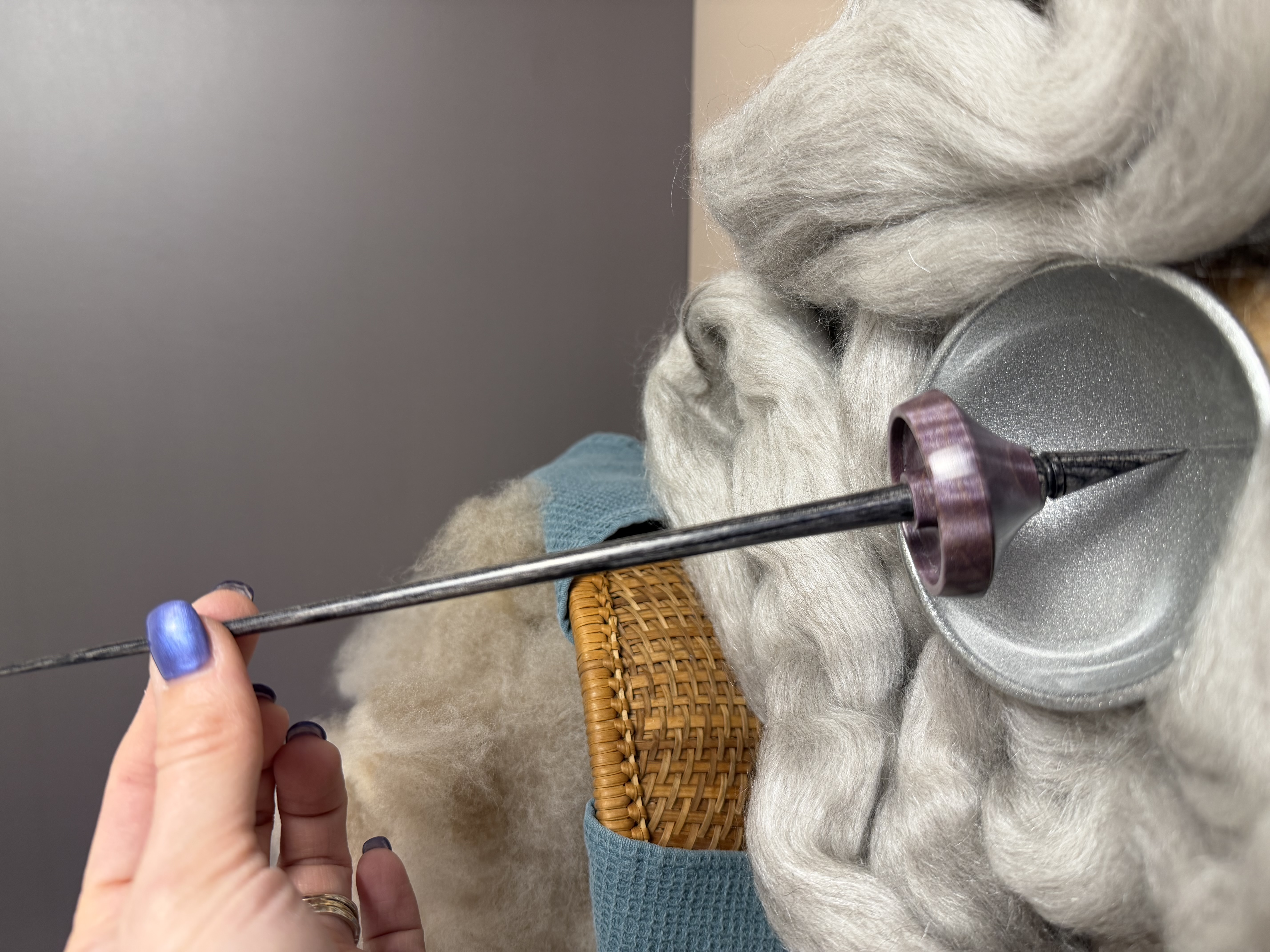 Support Spindle - "Stiletto" - Purple Curly Maple