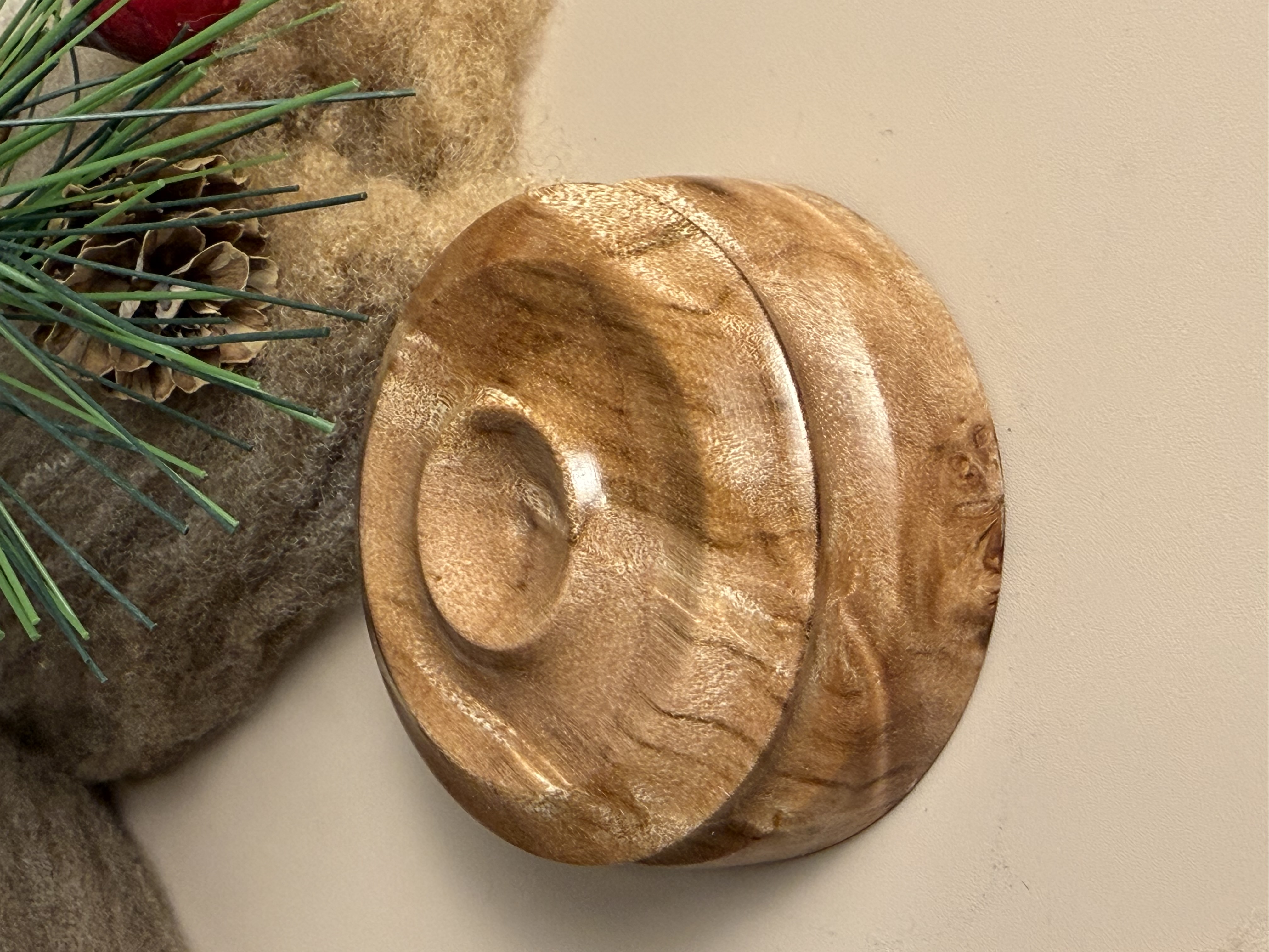 Support Spindle Bowl - Stabilized Natural Curly Maple 2