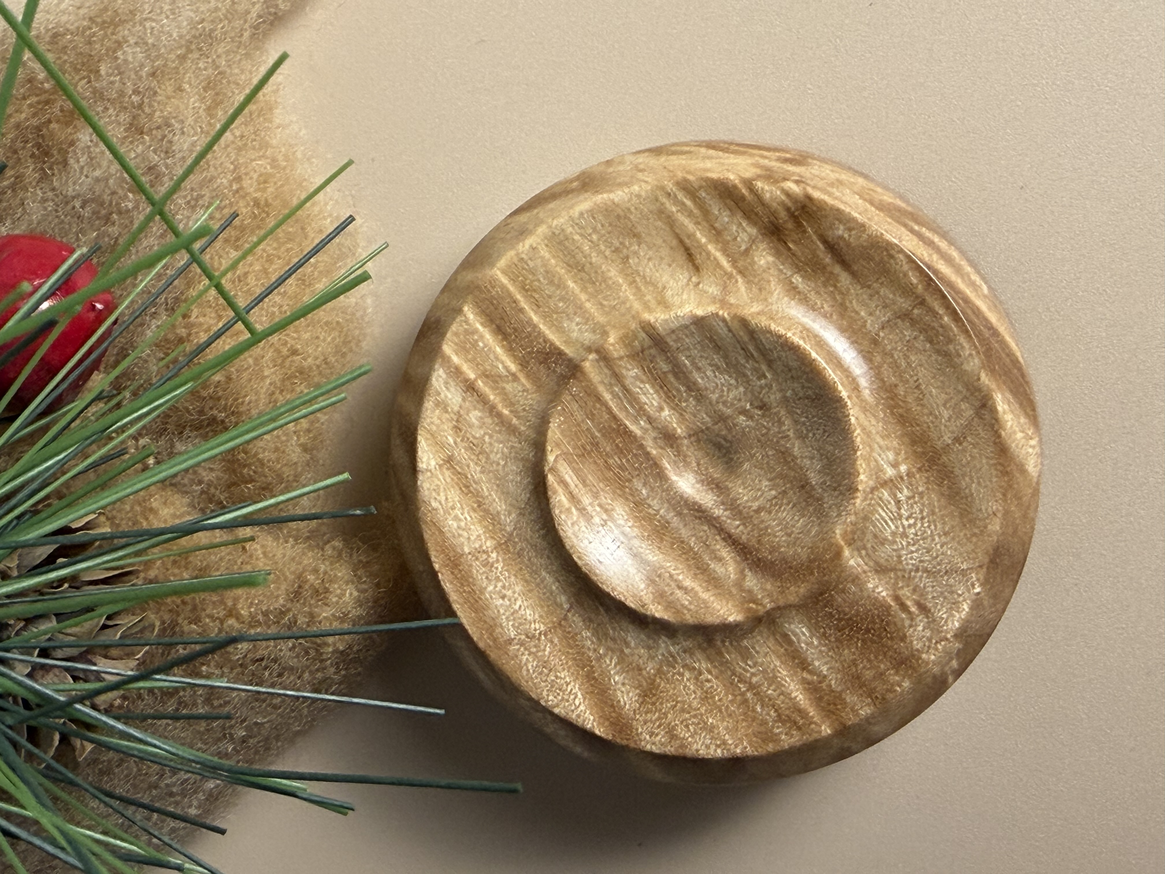 Support Spindle Bowl - Stabilized Natural Curly Maple 1