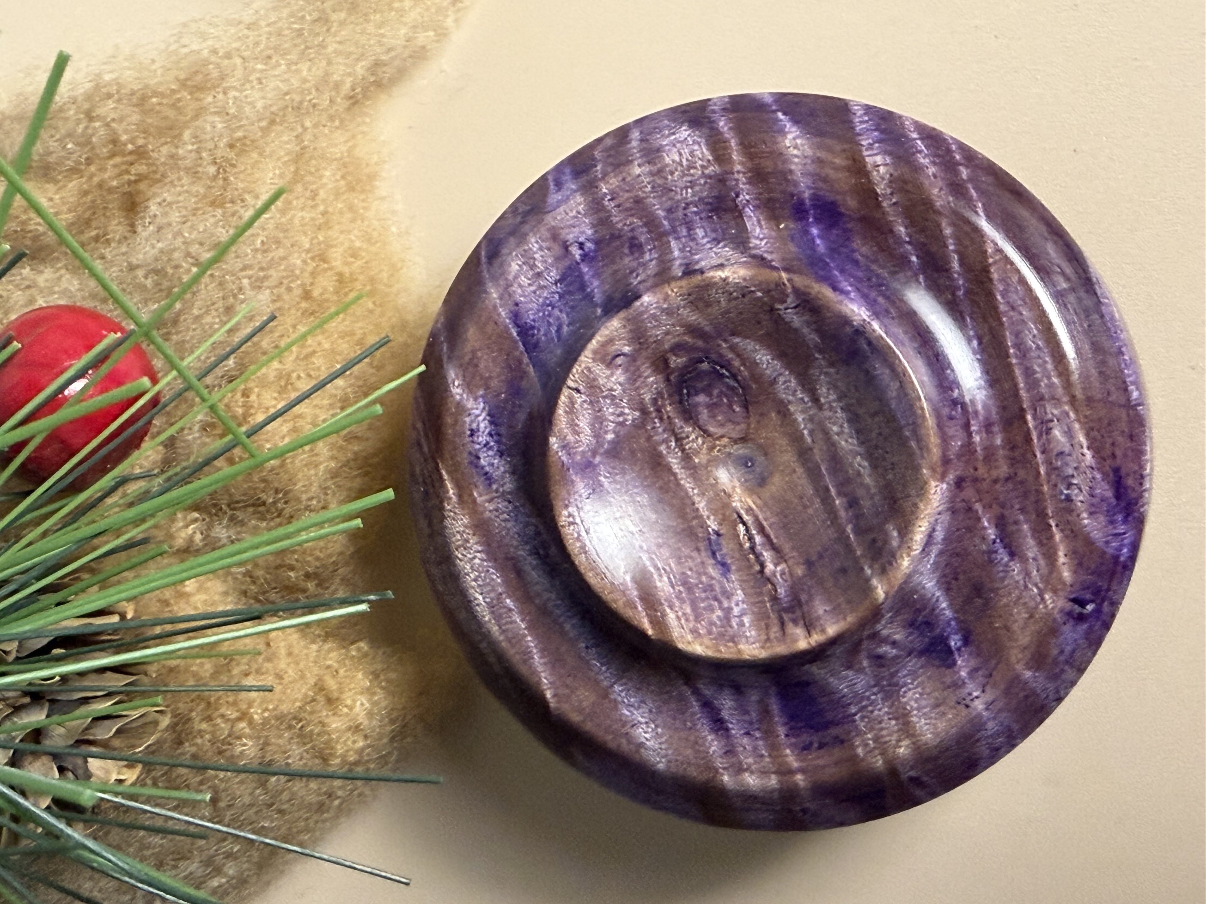 Support Spindle Bowl - Stabilized Purple Curly Maple