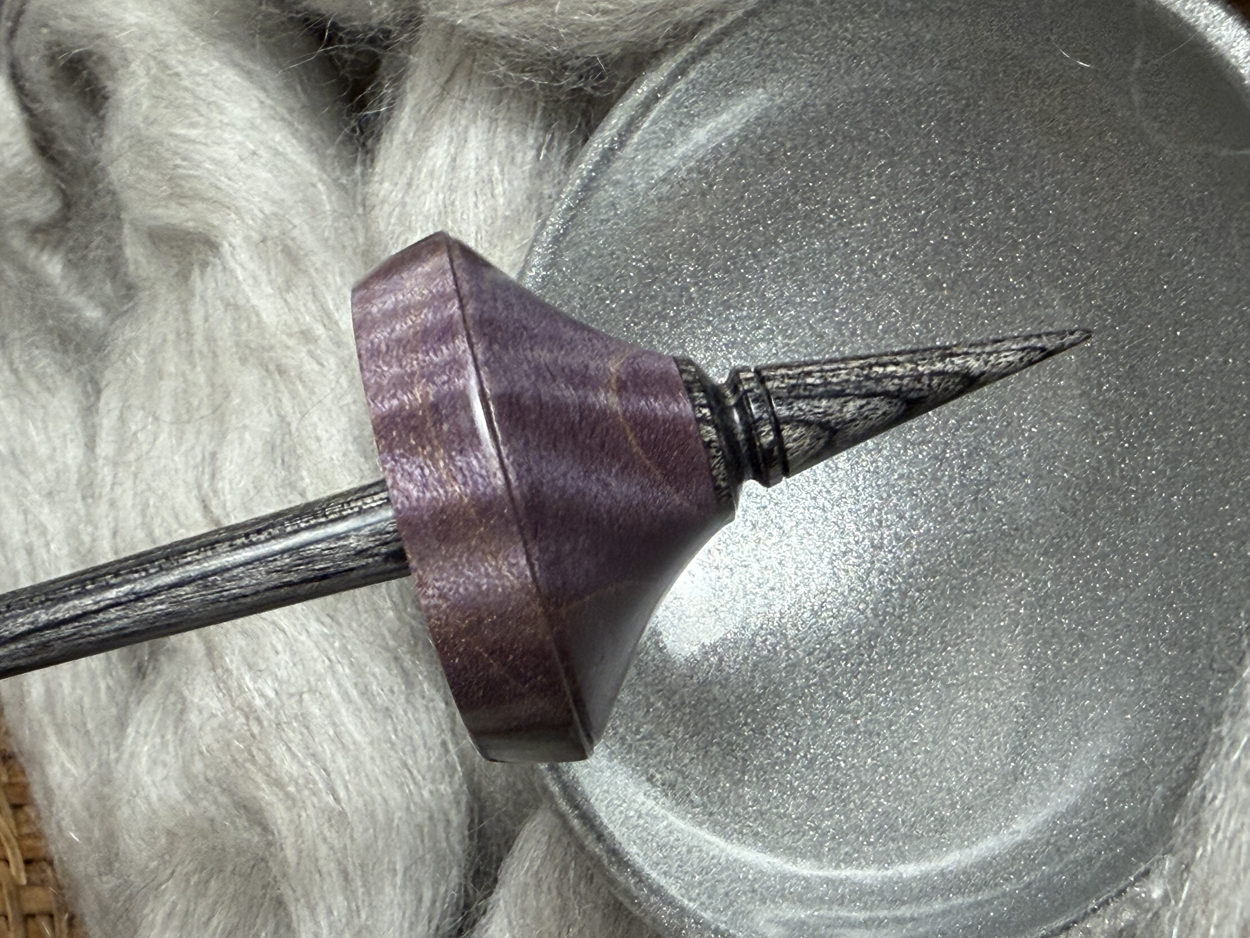 Support Spindle - "Stiletto" - Purple Curly Maple