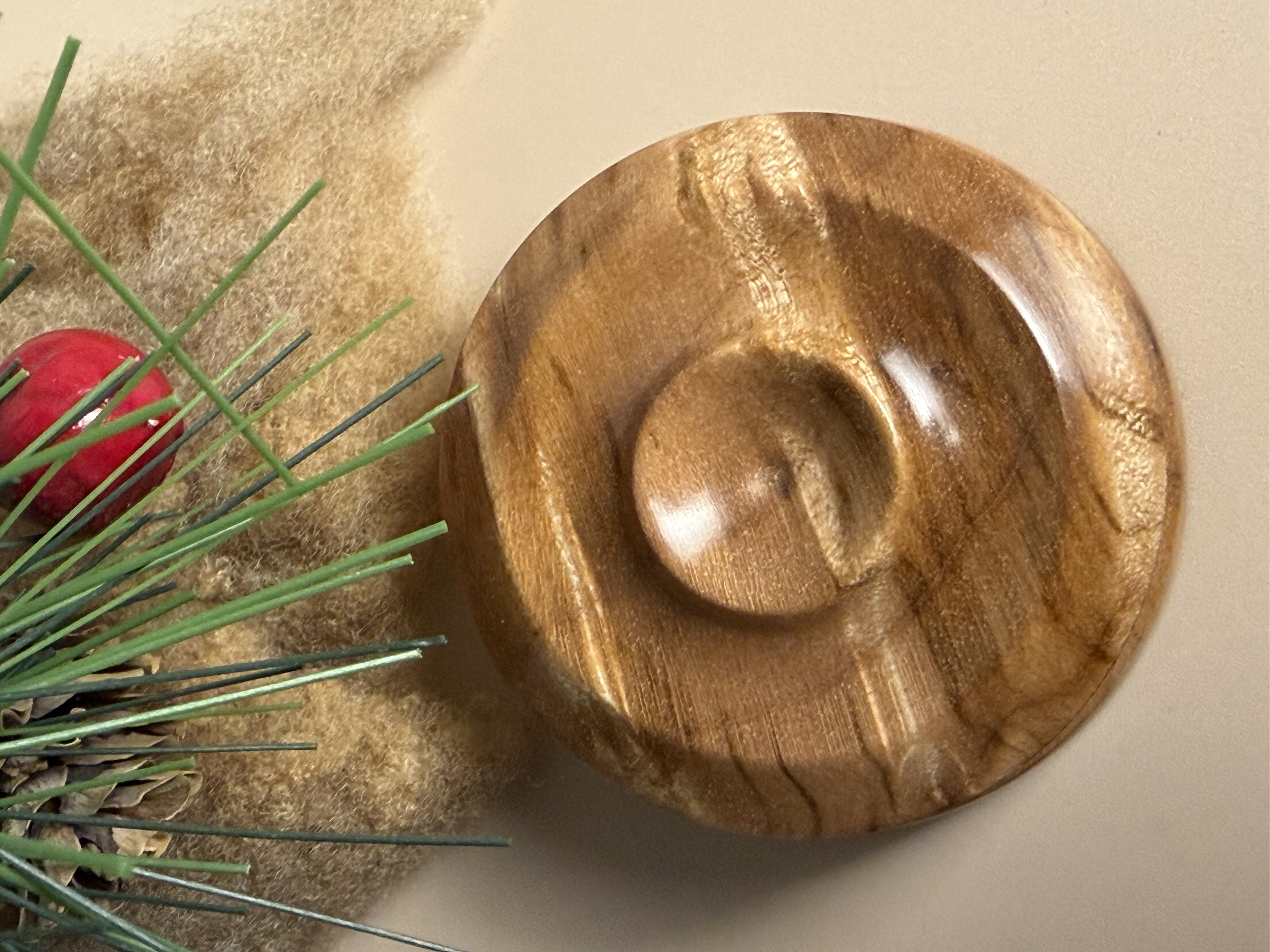 Support Spindle Bowl - Stabilized Natural Curly Maple 2