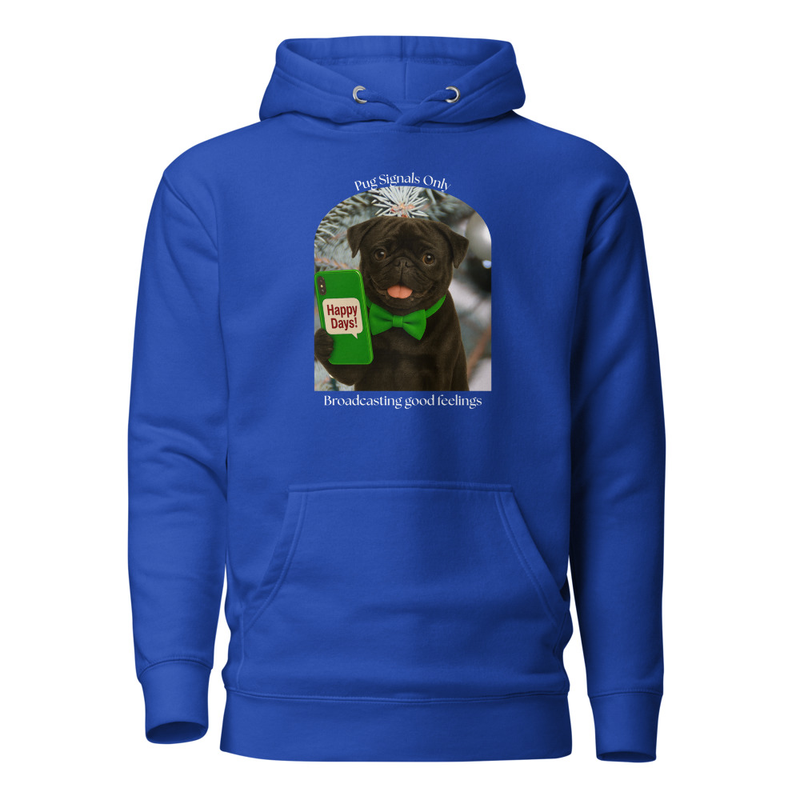 Unisex Hoodie Black Pug & Mobile