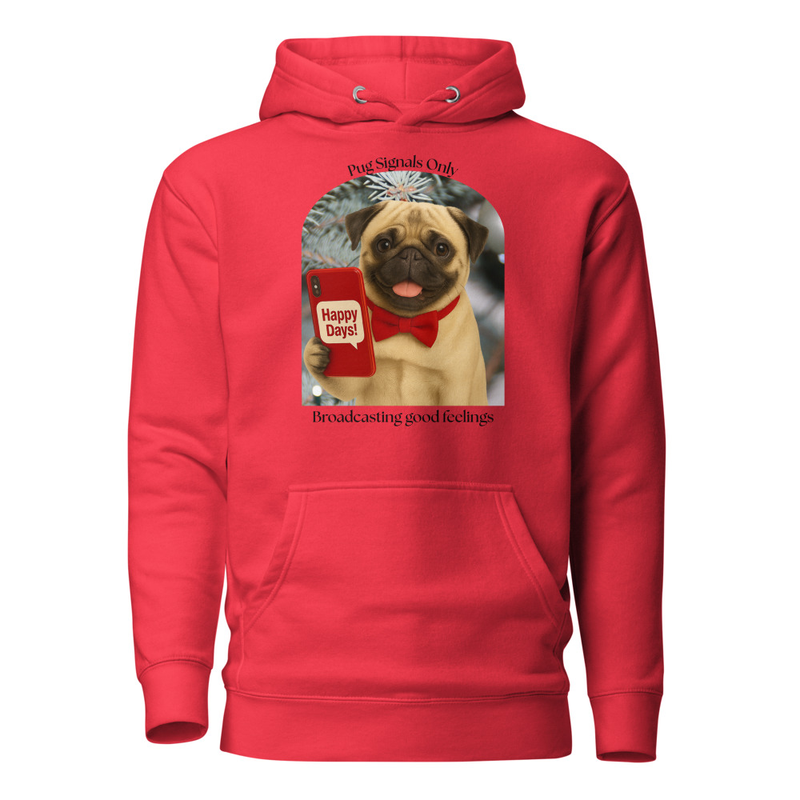 Unisex Hoodie White Pug & Mobile