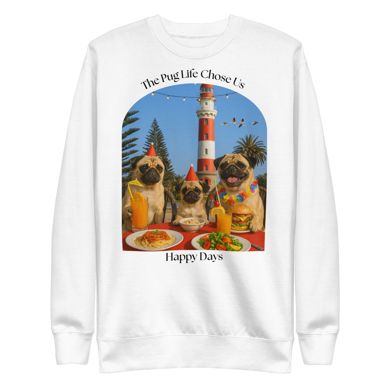 Unisex Sweatshirt Pugs at the Lighthouse