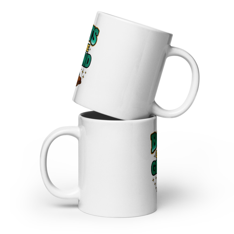 White glossy mug Boots on the Ground 2026