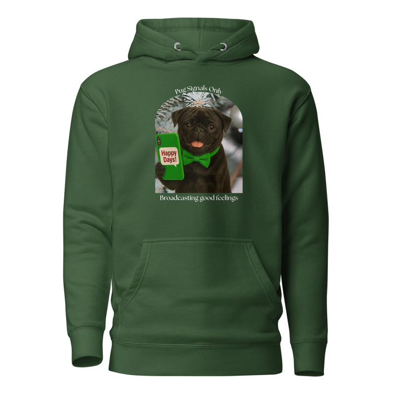 Unisex Hoodie Black Pug & Mobile